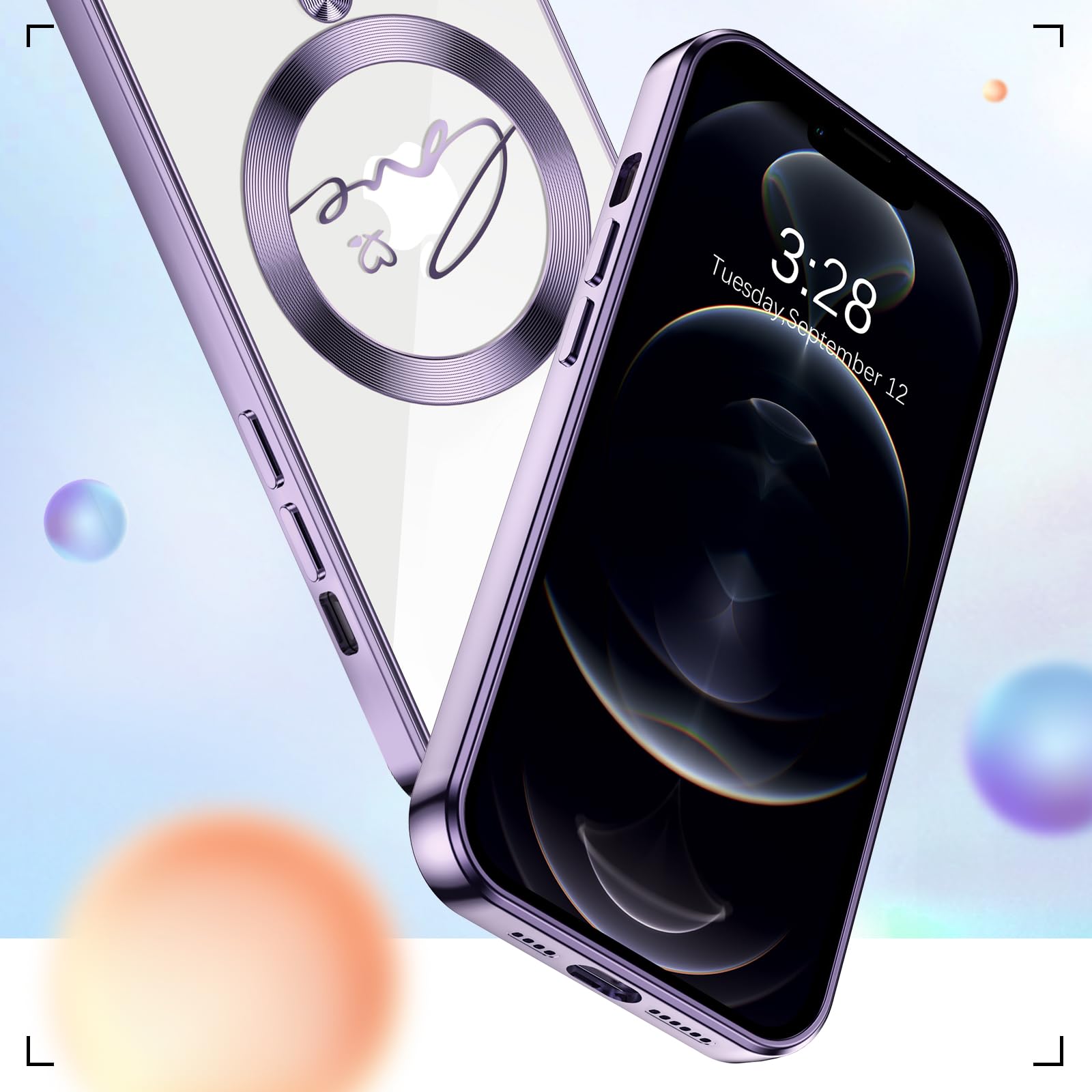 Hython For Iphone 12 Pro Case Glitter, Clear Magnetic Phone Cases With Luxury Love Heart Pattern [Compatible With Magsafe] Bling