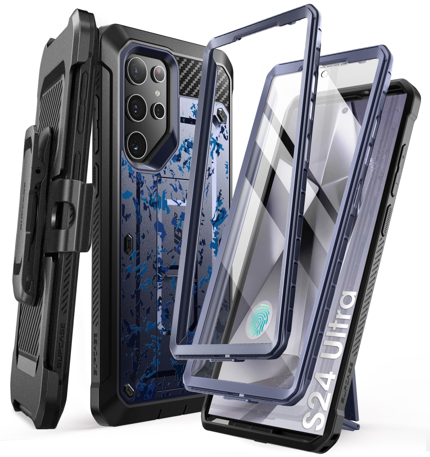 Supcase For Samsung Galaxy S24 Ultra Case With Stand, [Unicorn Beetle Pro] [2 Front Frames] [Built In Screen Protector & Belt Cl