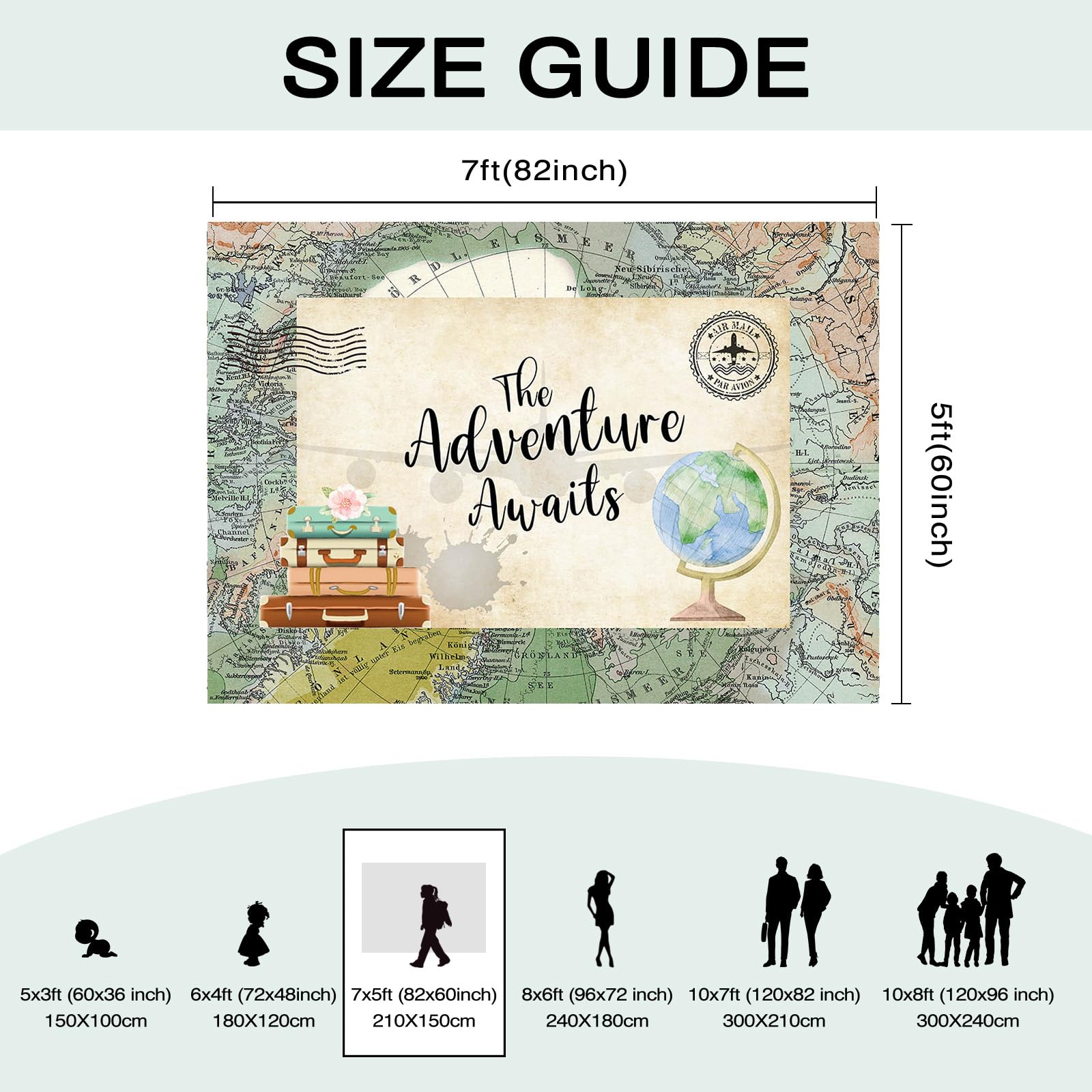 Mocsicka Adventure Awaits Baby Shower Backdrop Travel Themed Let The Adventure Begin Party Decorations World Map Travel Around T
