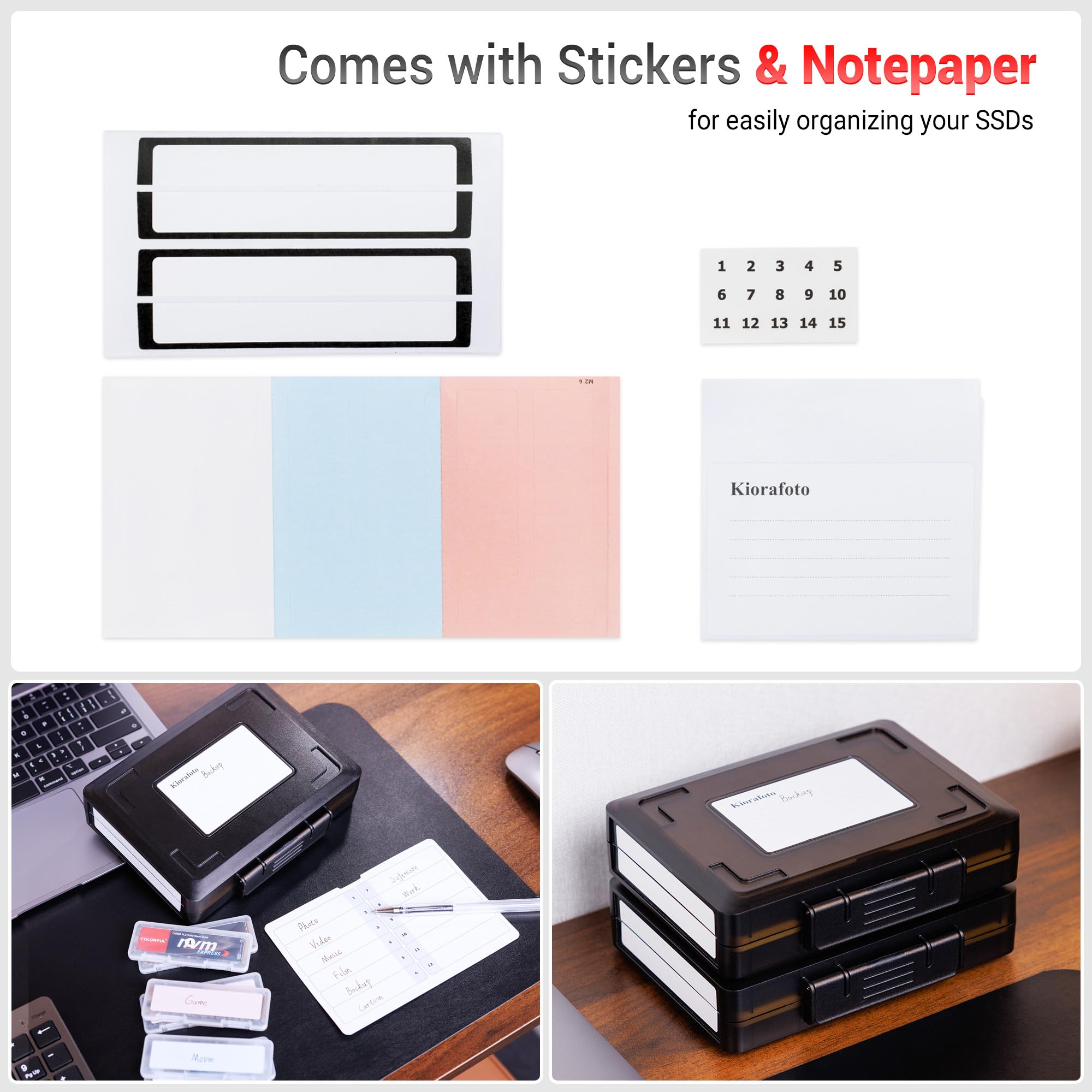 Dual Protect Hard M.2 Ssd Holder With 12 Pcs Individual Clear M.2 Nvme Case For M.2 2280 2260 2242 2230 Ssds Storage, Water Resi