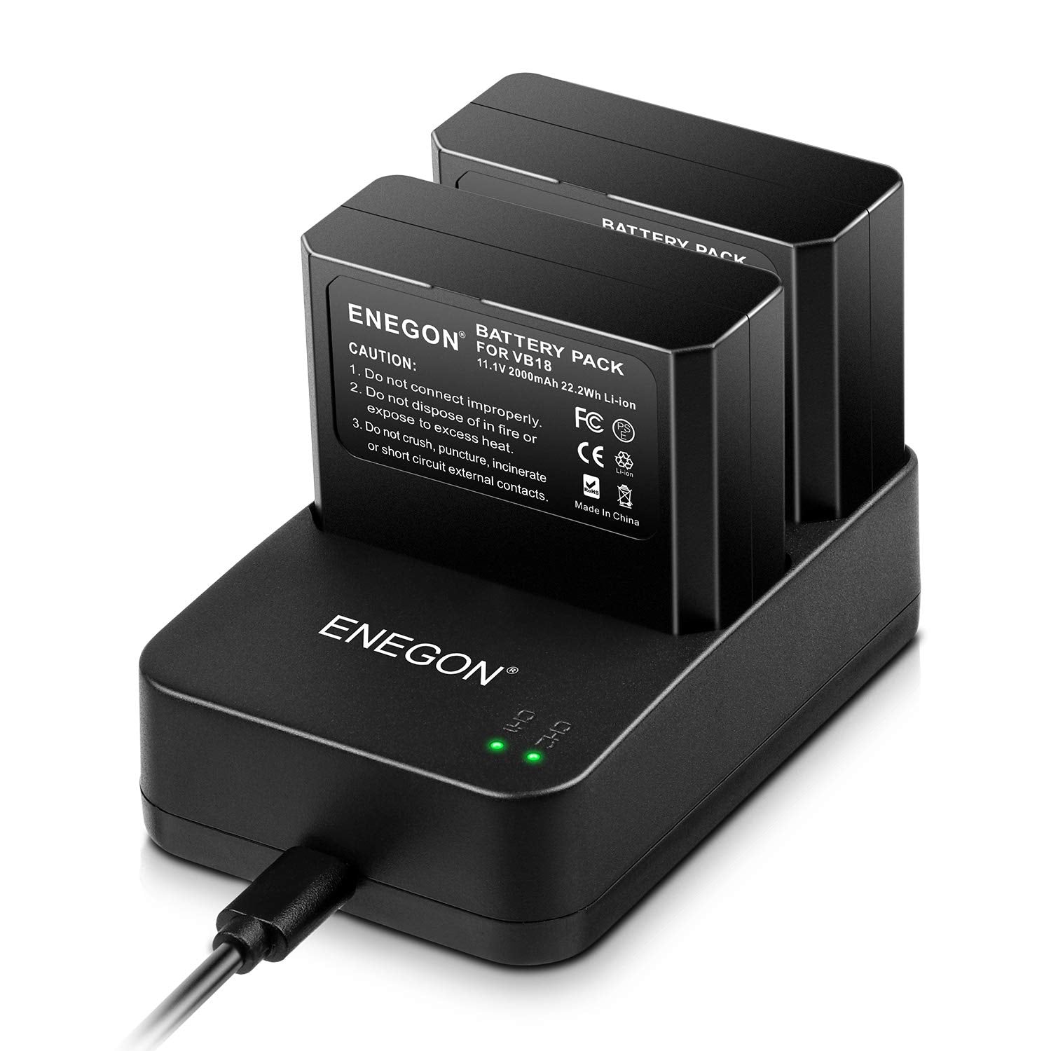 Enegon Vb18, Li Ion Battery Vb18 (2 Pack) & Dual Usb Charger For Godox V850 V850Ii V860 V860C V860N V860Ii V860Ii N V860Ii C V86