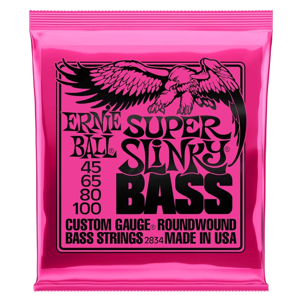 Ernie Ball Super Slinky Nickel Wound Bass Guitar Strings, 45 100 Gauge (P02834)