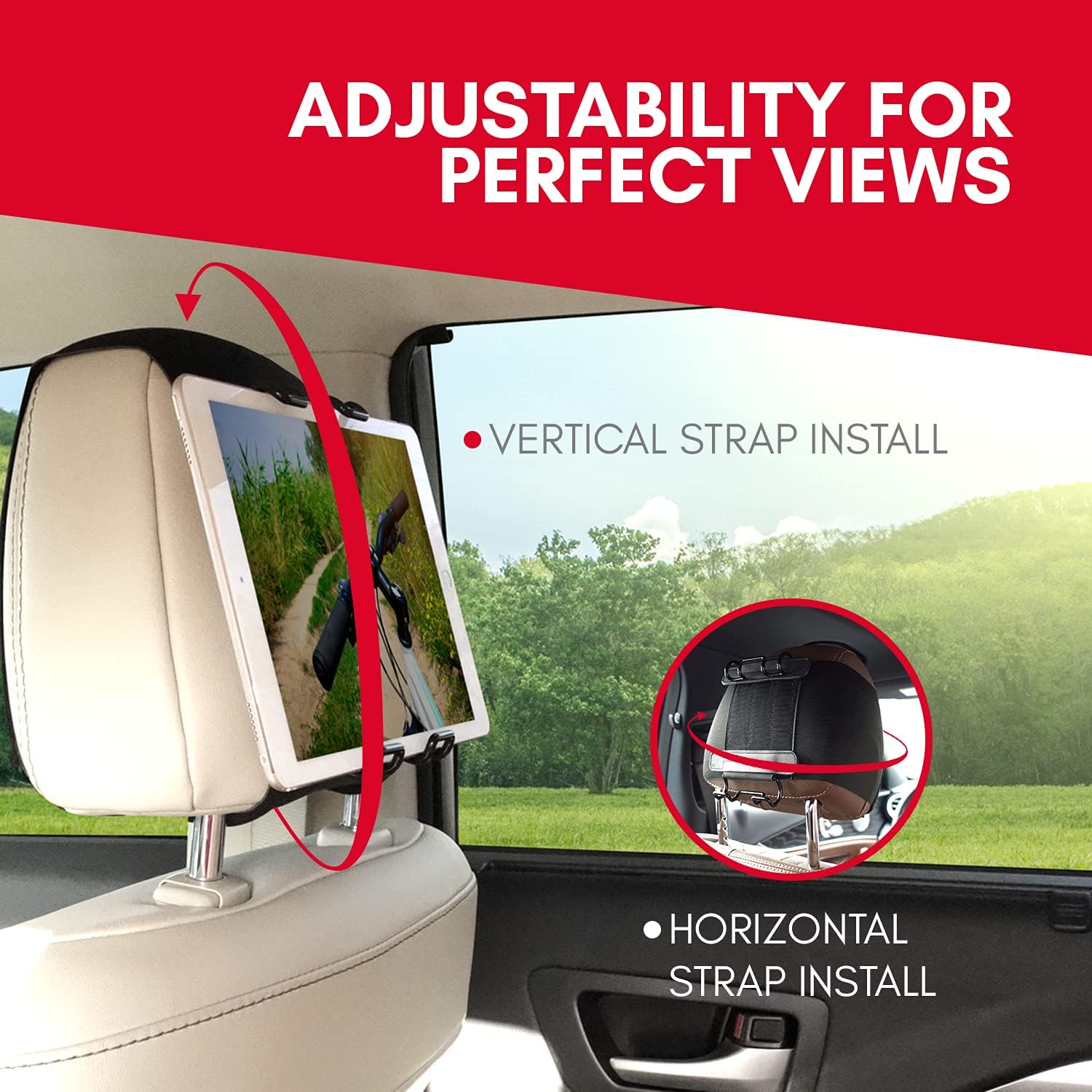 Macally Car Headrest Mount For Kids   Tablet Holder For Car Back Seat   Ipad Holder For Car Backseat Rear Facing With Anti Slip