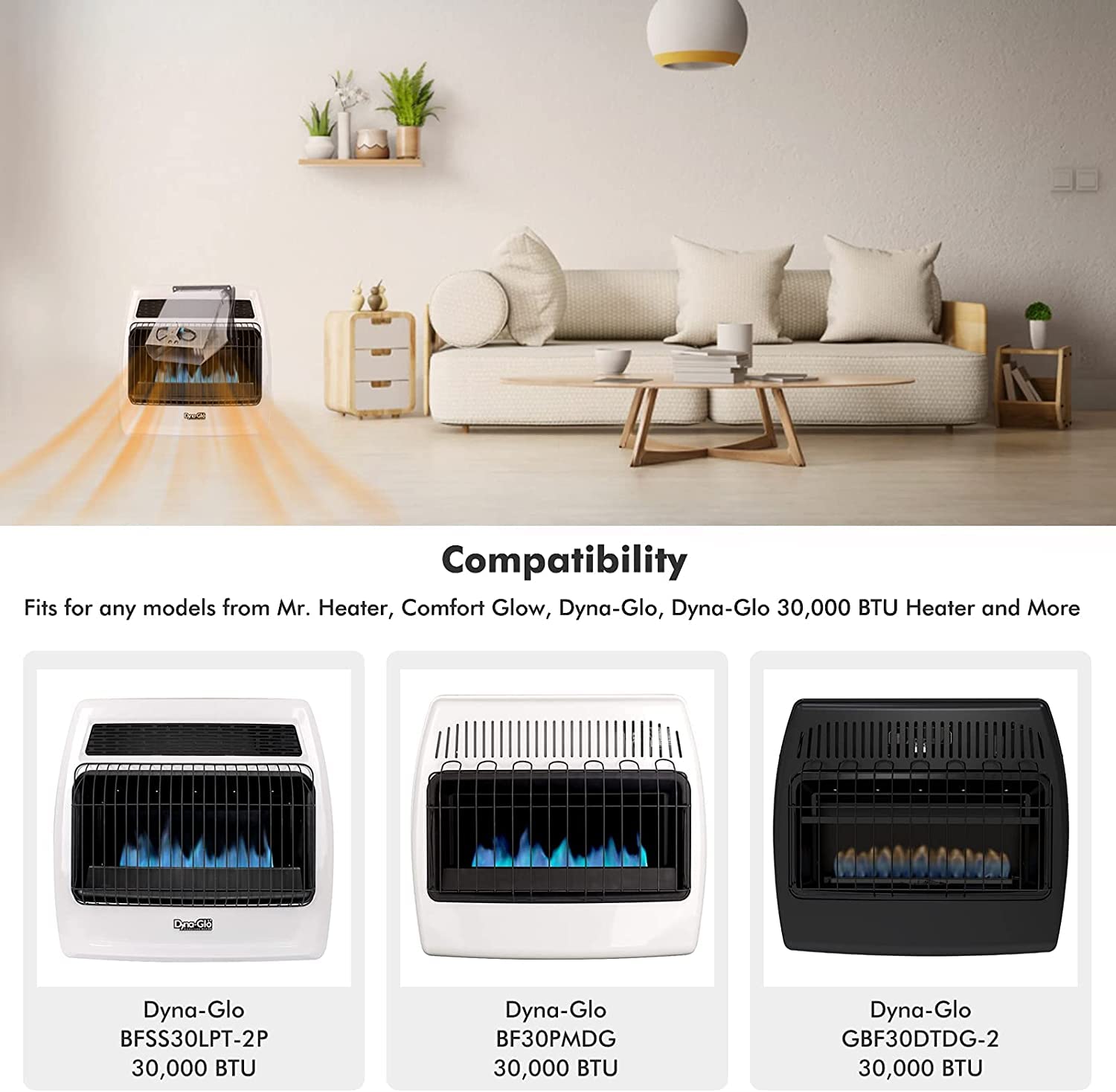 Whf100 Heater Fan, Vent Free Wall Heat Fan For Dyna Glo 30000 Btu Natural Gas Blue Flame Wall Heater, Mr. Heater Space Heater Re