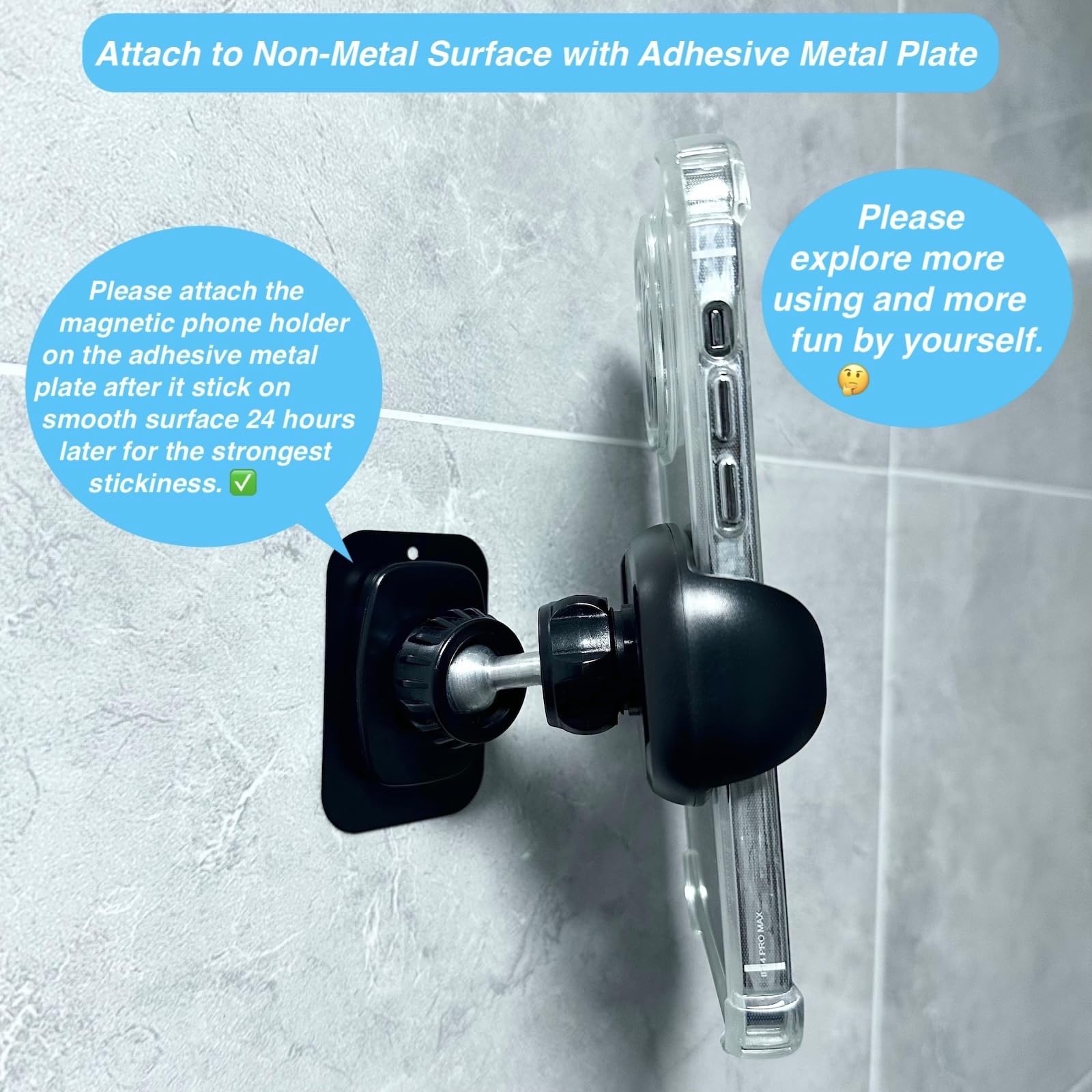 Armolabx Gym Magnetic Phone Holder Mount, Magnetic Phone Holder For Gym Attach To Metal Surface, [Big Phones & Thick Cases Frien