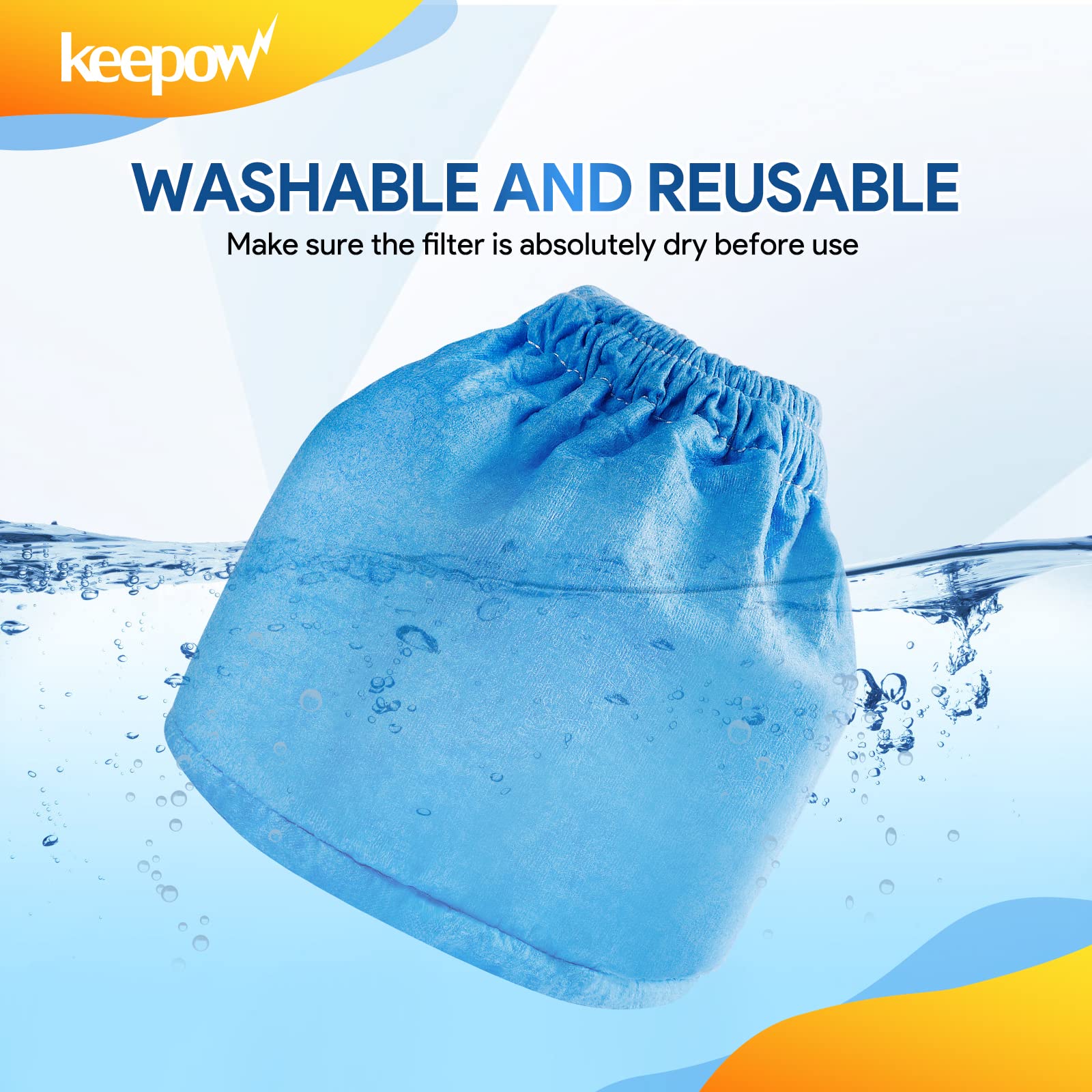 Keepow Vrc2 Cloth Filter Compatible With Vacmaster 1.5 To 3.2 Gallon Wet/Dry Vacuums, Also Compatible With Shop Vac Aa155 Aa256