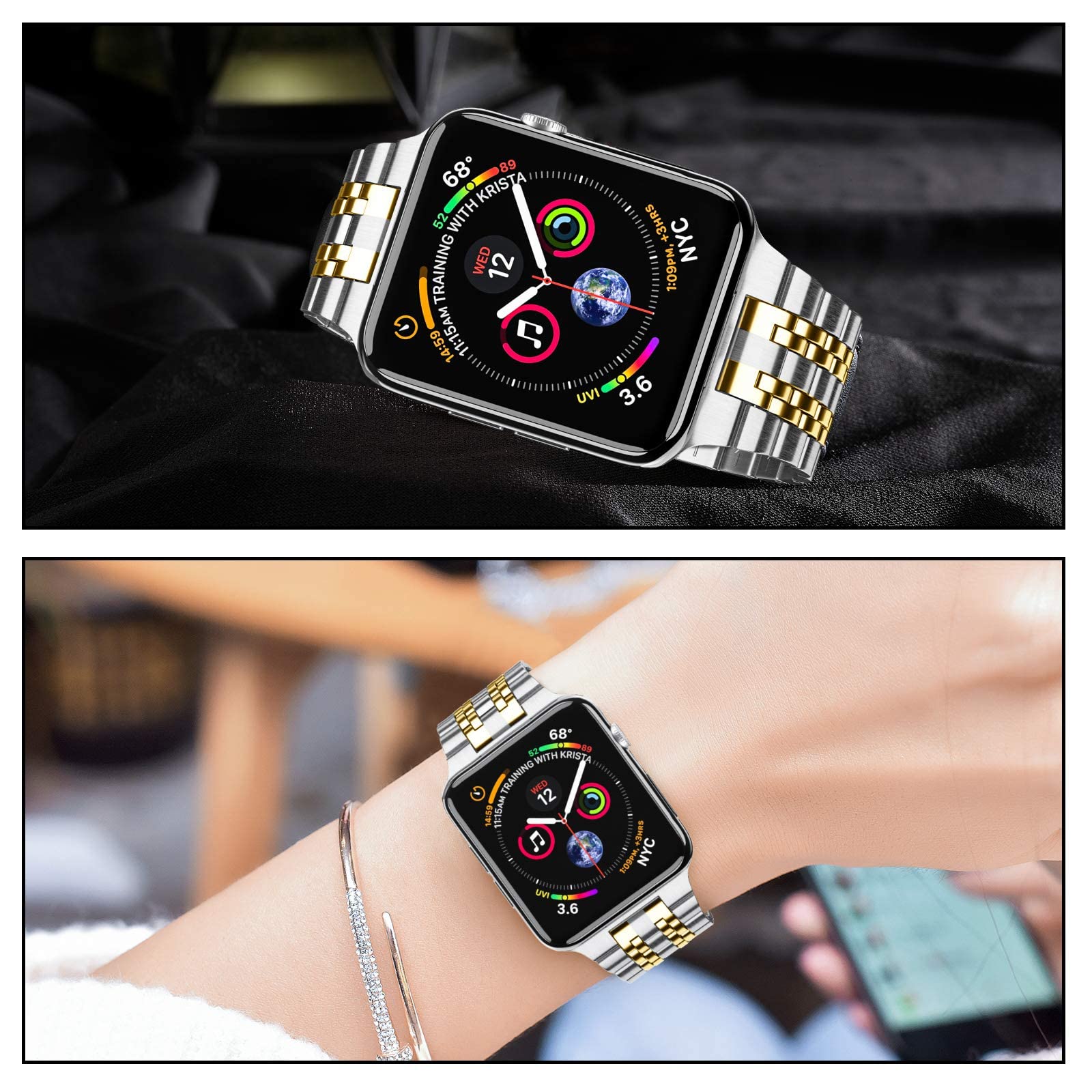 Miohhr Compatible With Apple Watch Band 44Mm 42Mm (Not Series 10), Solid Stainless Steel Metal Strap For Iwatch Series 6 5 4 3 2