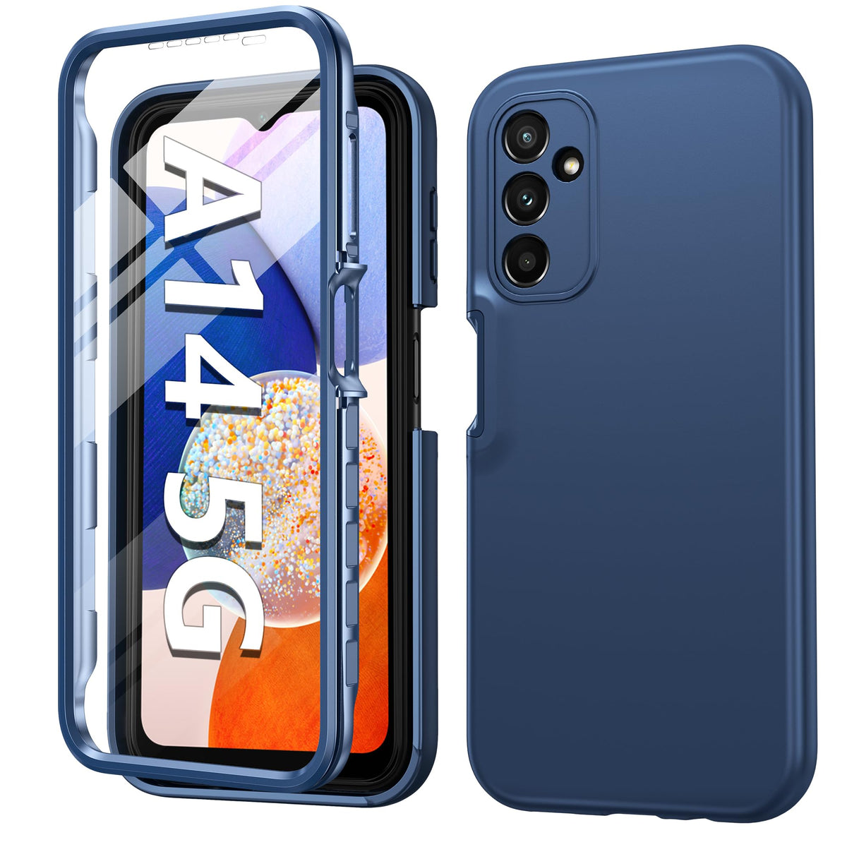 Fntcase For Samsung Galaxy A14 5G Case: Shockproof Silicone Protective Phone Case With Built In Screen Protector   Slim Dual Lay