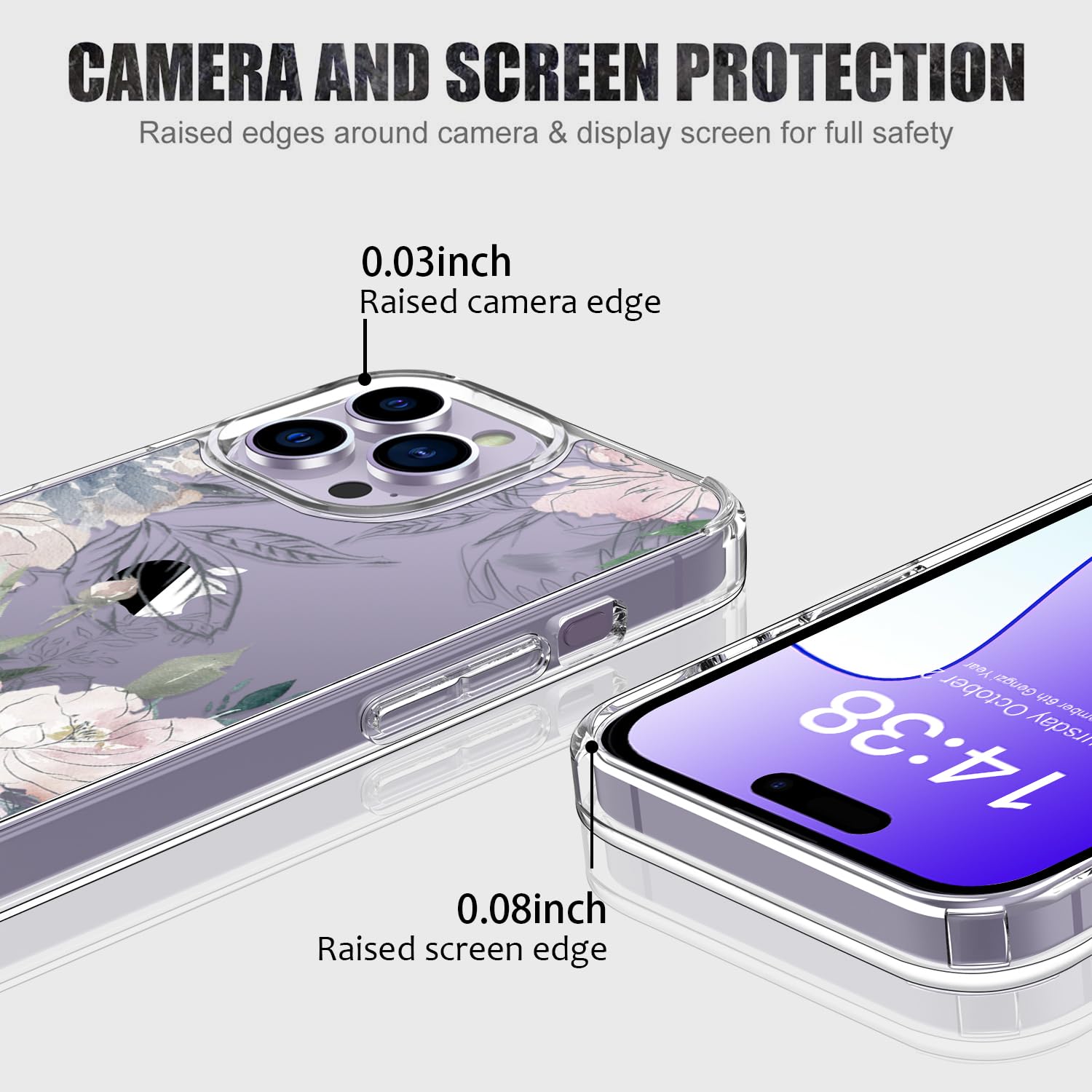 Luhouri For Iphone 15 Pro Case With Screen Protector   Crystal Clear Cover   Fashionable Pattern Design  Wireless Charging  Slim
