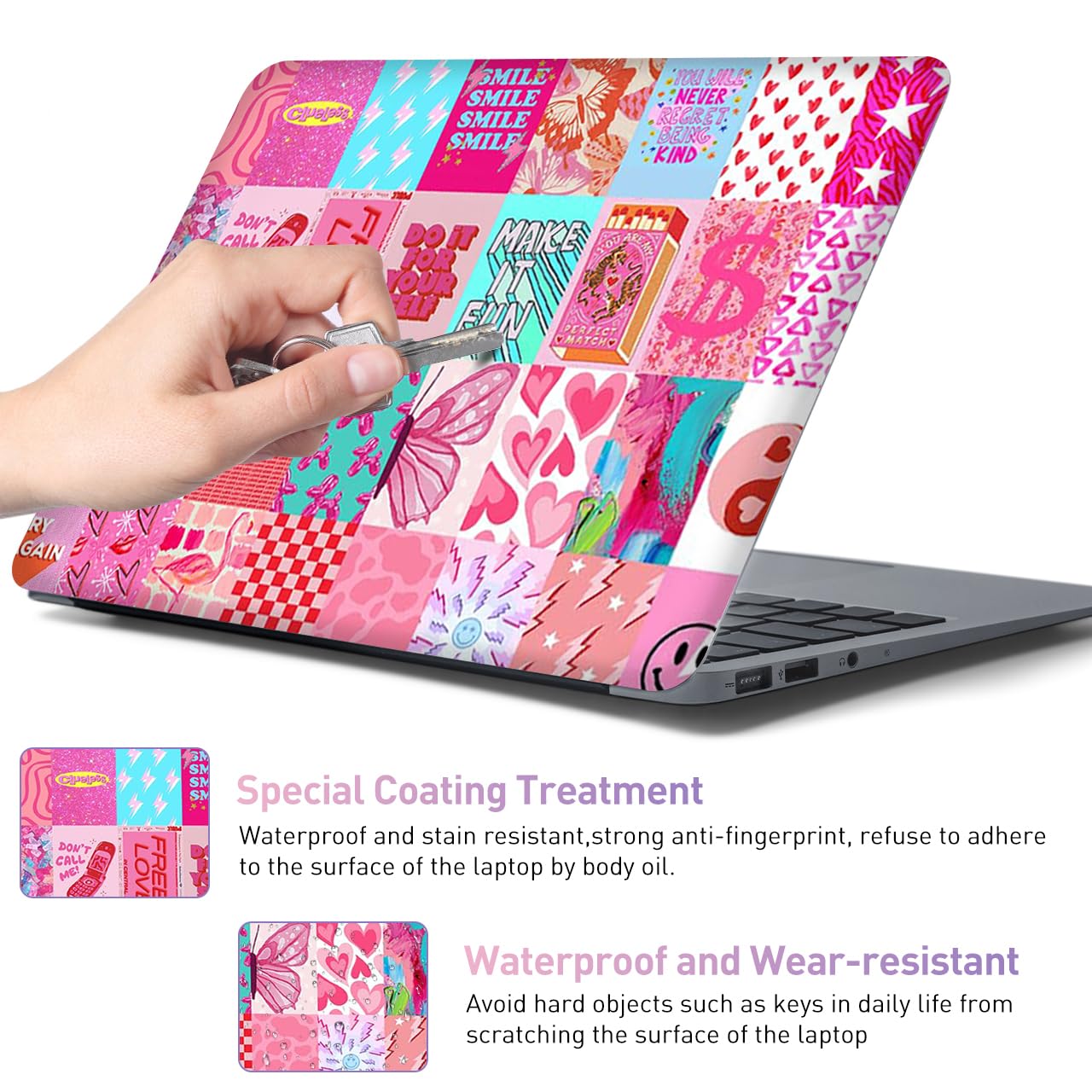 NXZGO Universal Reusable Waterproof Laptop Skin Decal Vinyl Pink Fashion Girl for 11.6-15.6 Inch Laptops