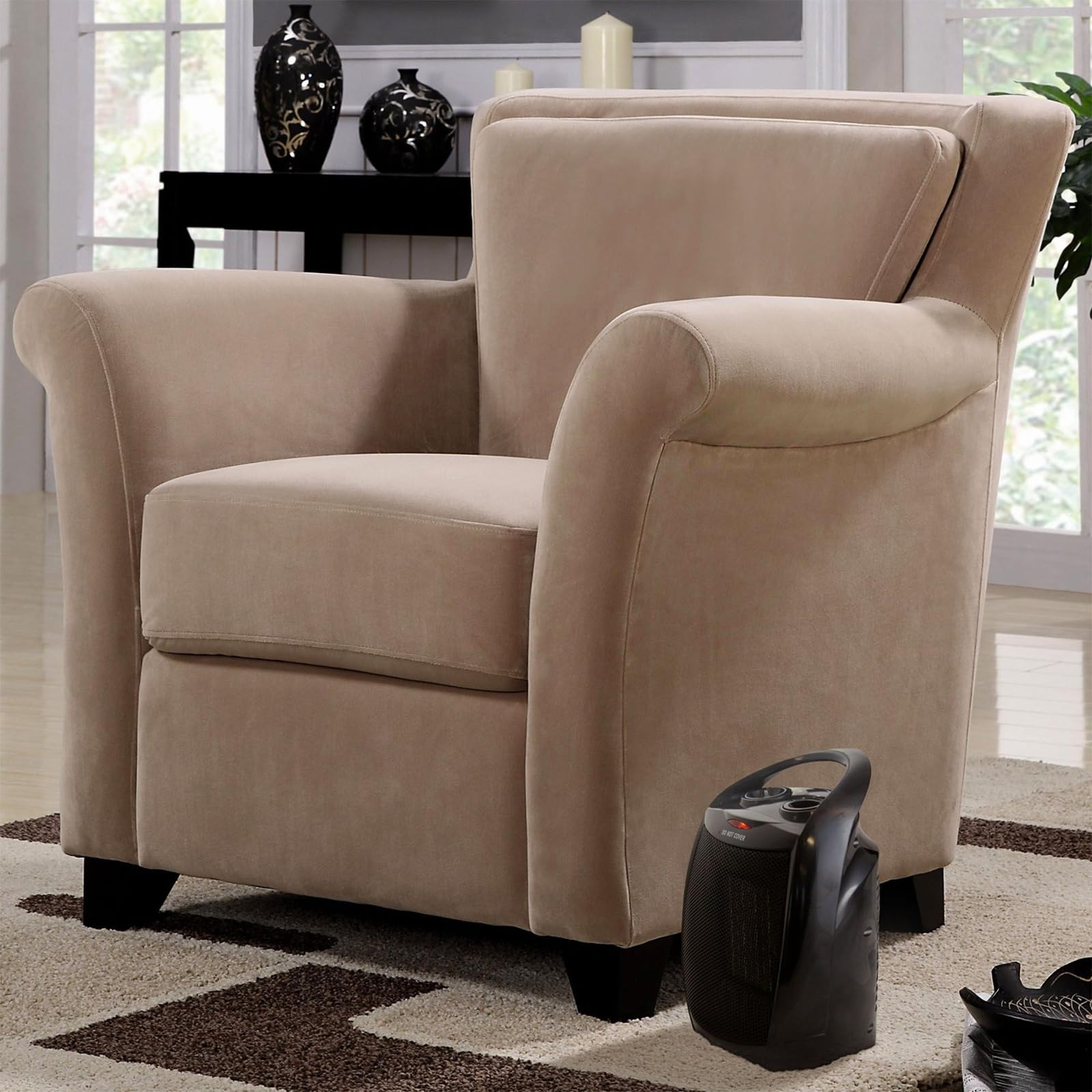 Vie Air Portable 2-Settings Ceramic Heater With Adjustable Thermostat, 1500W, Black, Small