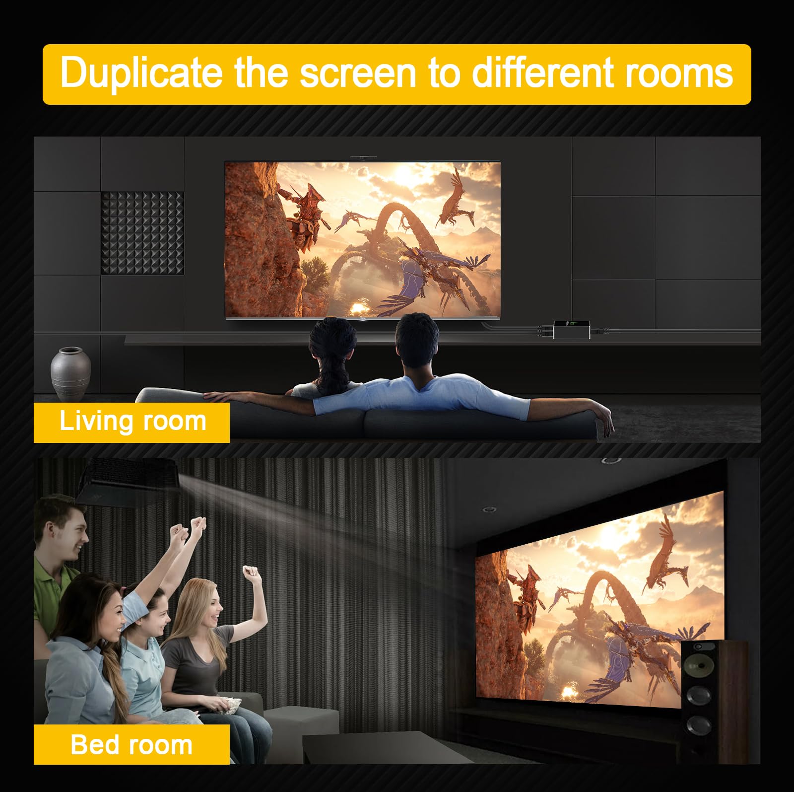 Corsahd 4K@60Hz Hdmi Splitter 1X2 4:4:4,18 Gbps,Supports Soundbar,Hdcp Bypass,Edid,Duplicate/Mirror/Copy,Downscale, Hdr,Dolby Vi