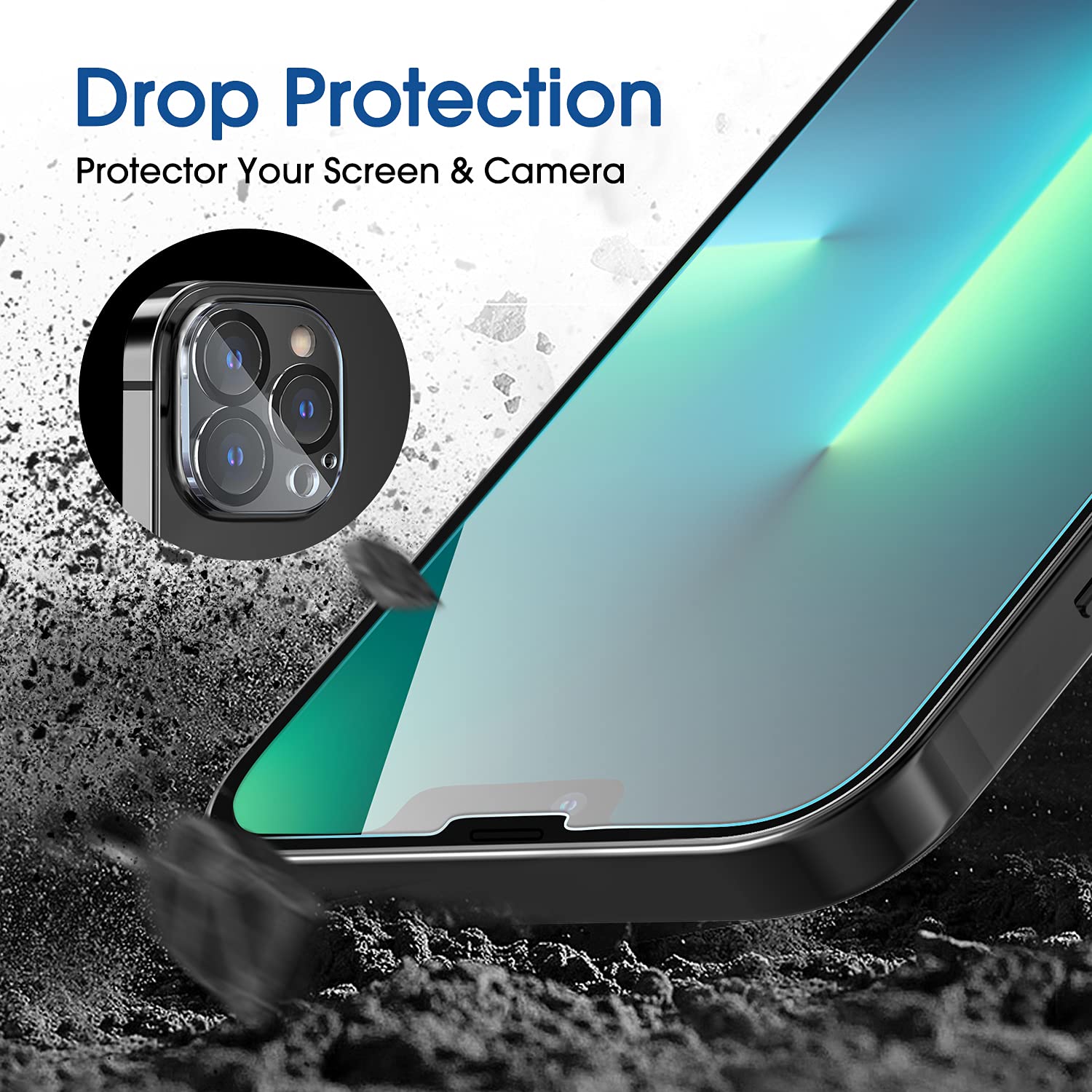 Amfilm Tempered Glass Screen Protector + Camera Lens Protector For Iphone 13 Pro Max 6.7, Easy Onetouch Installation, Auto-Align
