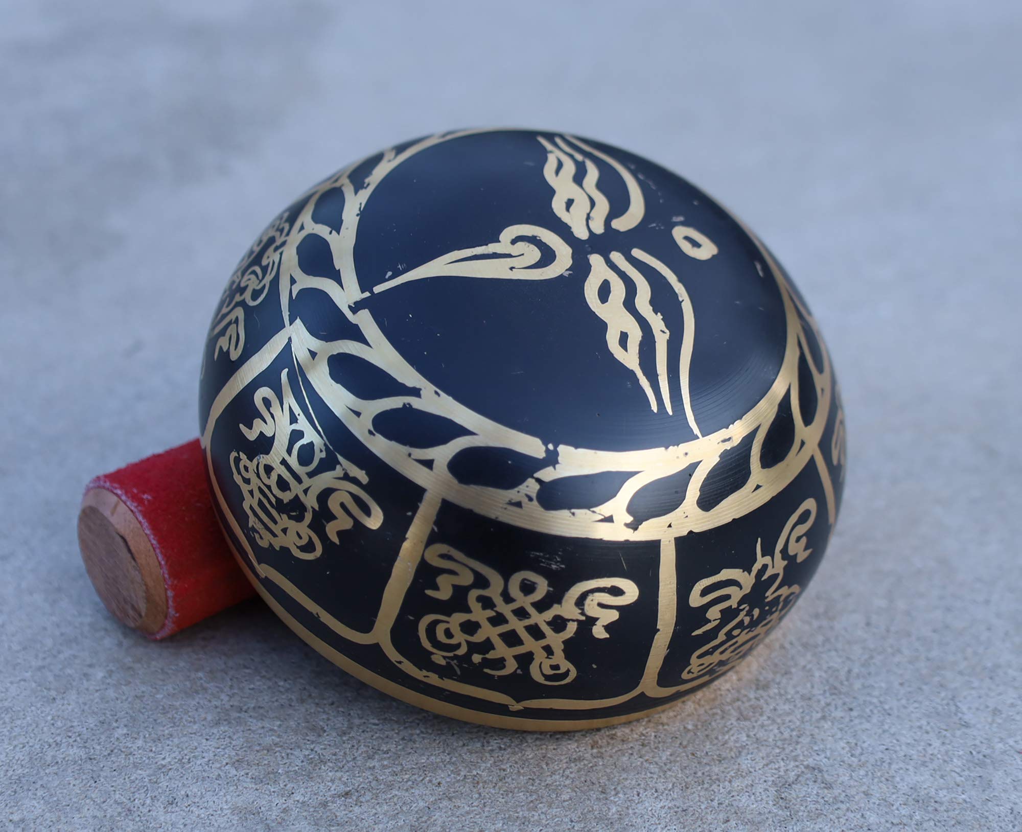 Dharmaobjects ~ Tibetan 8 Lucky Symbols Singing Bowl Set ~ With Mallet, Brocade Cushion & Carry Bag ~ For Meditation, Chakra Hea