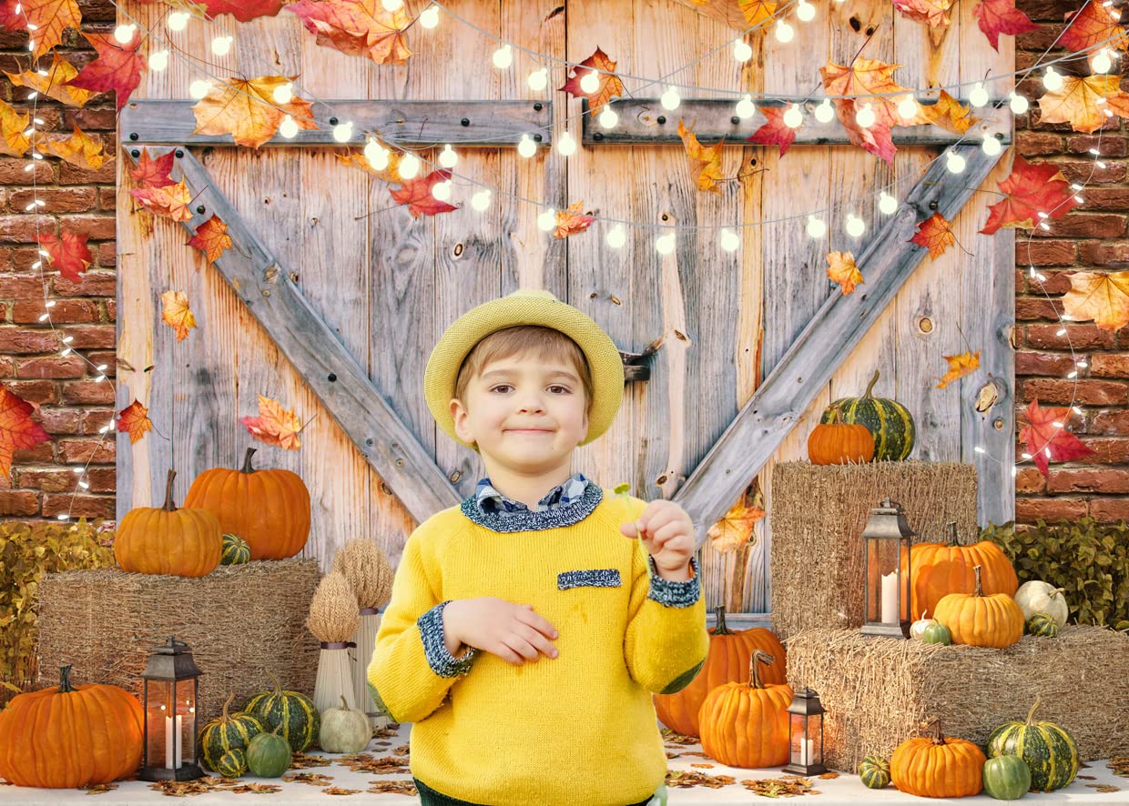 Lycgs 8X6Ft Fall Thanksgiving Backdrop Autumn Pumpkin Harvest Barn Background Hay Maple Leaves Baby Shower Banner Supplies Photo