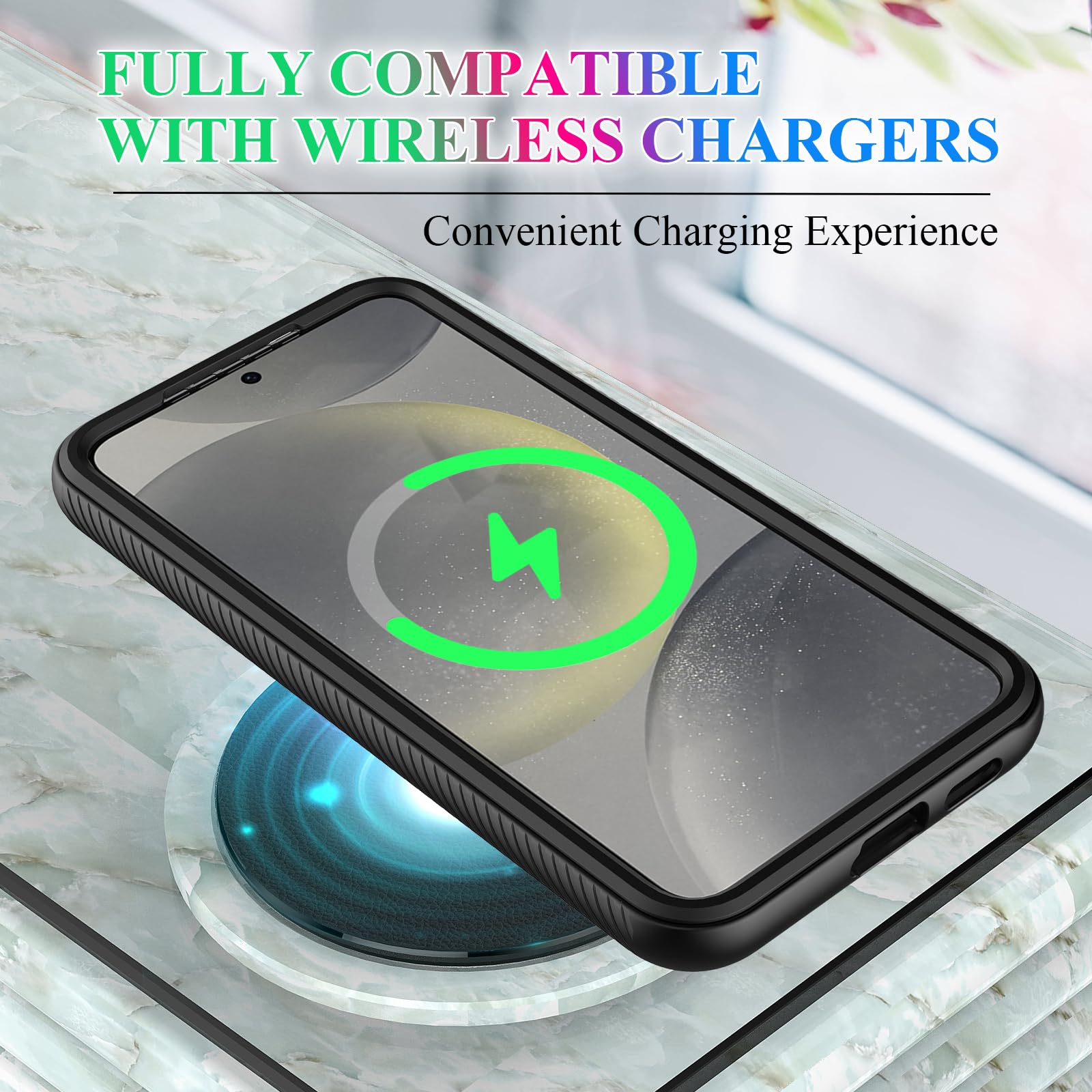 Wahhle Compatible With Samsung Galaxy S24 Case, Magnetic Wireless Charging Built In Screen Protector Full Body Shockproof Slim F