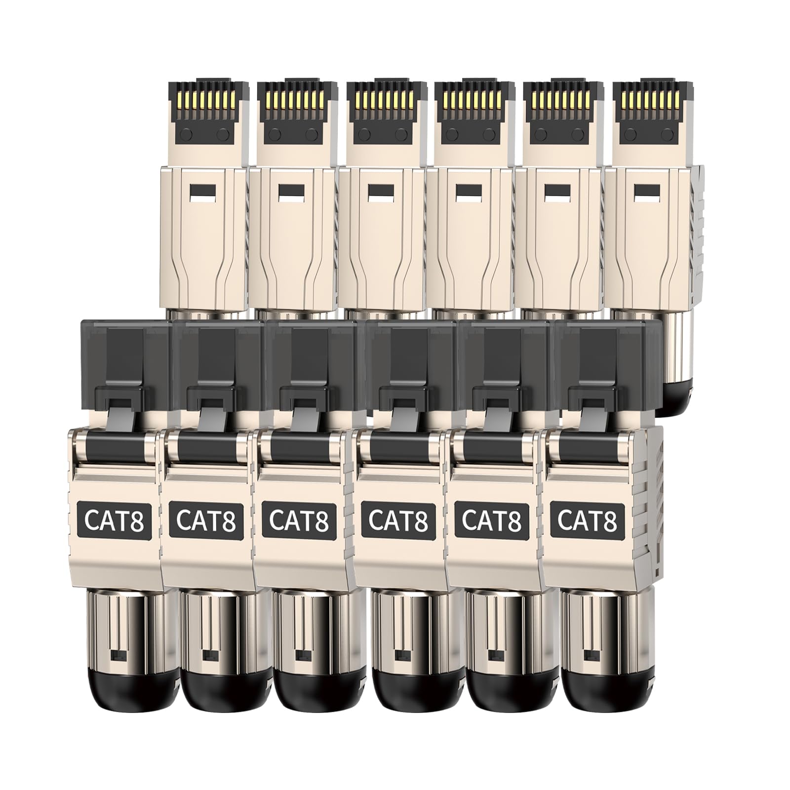 Zoerax 12 Pack Rj45 Connectors Tool Free Cat 8, Cat8 Field Termination Plug Shielded Rj45 Modular Plugs For 2000Mhz 2Ghz 40G Dou