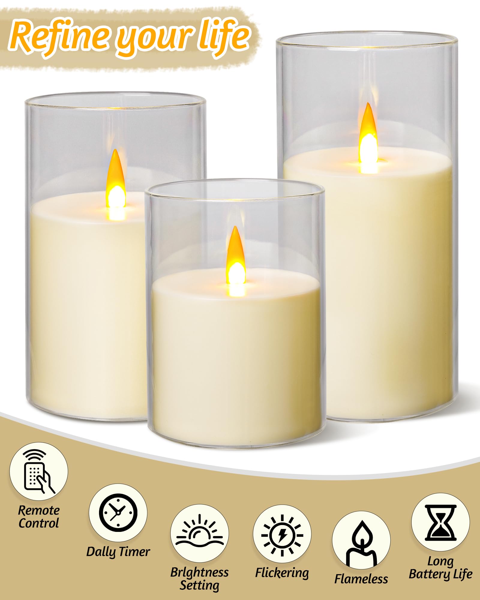 Upinmz Flickering Flameless Candles With Remote And Timer