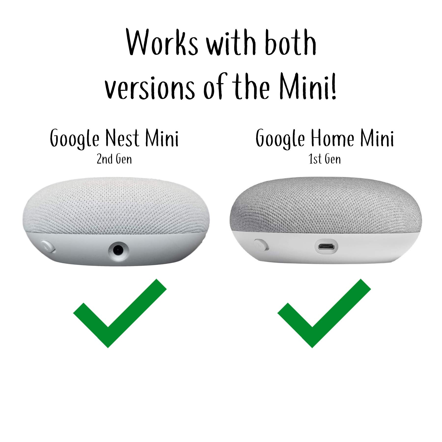 Mount Genie Pedestal For Nest Mini (2Nd Gen) And Google Home Mini (1St Gen) | Improves Sound And Appearance | Cleanest Mount Holder Stand For Mini (White)