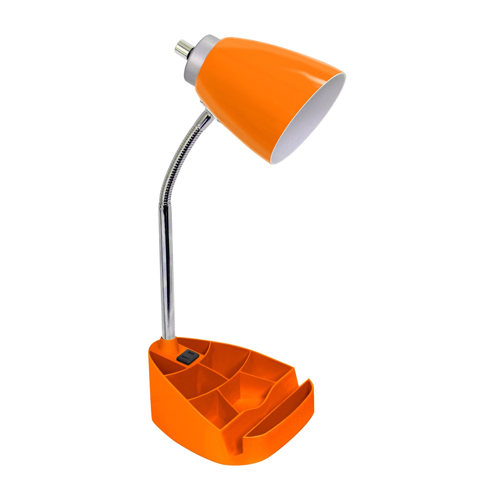 Limelights Ld1057 Org Gooseneck Organizer Desk Lamp With Ipad Tablet Stand Book Holder And Charging Outlet, Orange 6.5 X 7 X 18.
