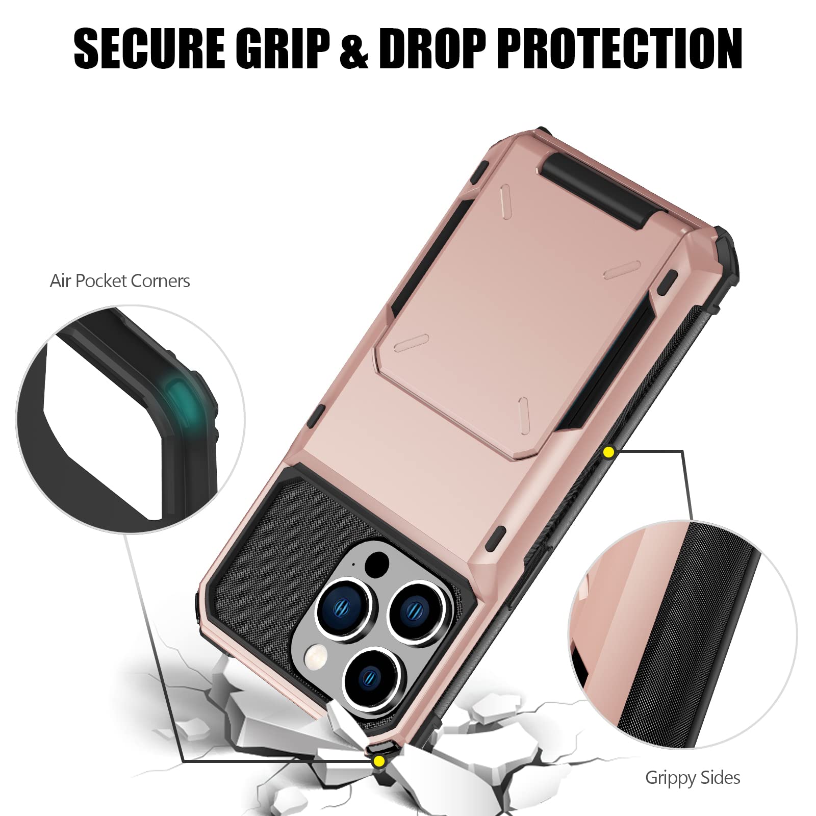 Nvollnoe For Iphone 14 Pro Case With Card Holder[Store 5 Cards] Dual Layer Heavy Duty Shockproof Iphone 14 Pro Wallet Case With