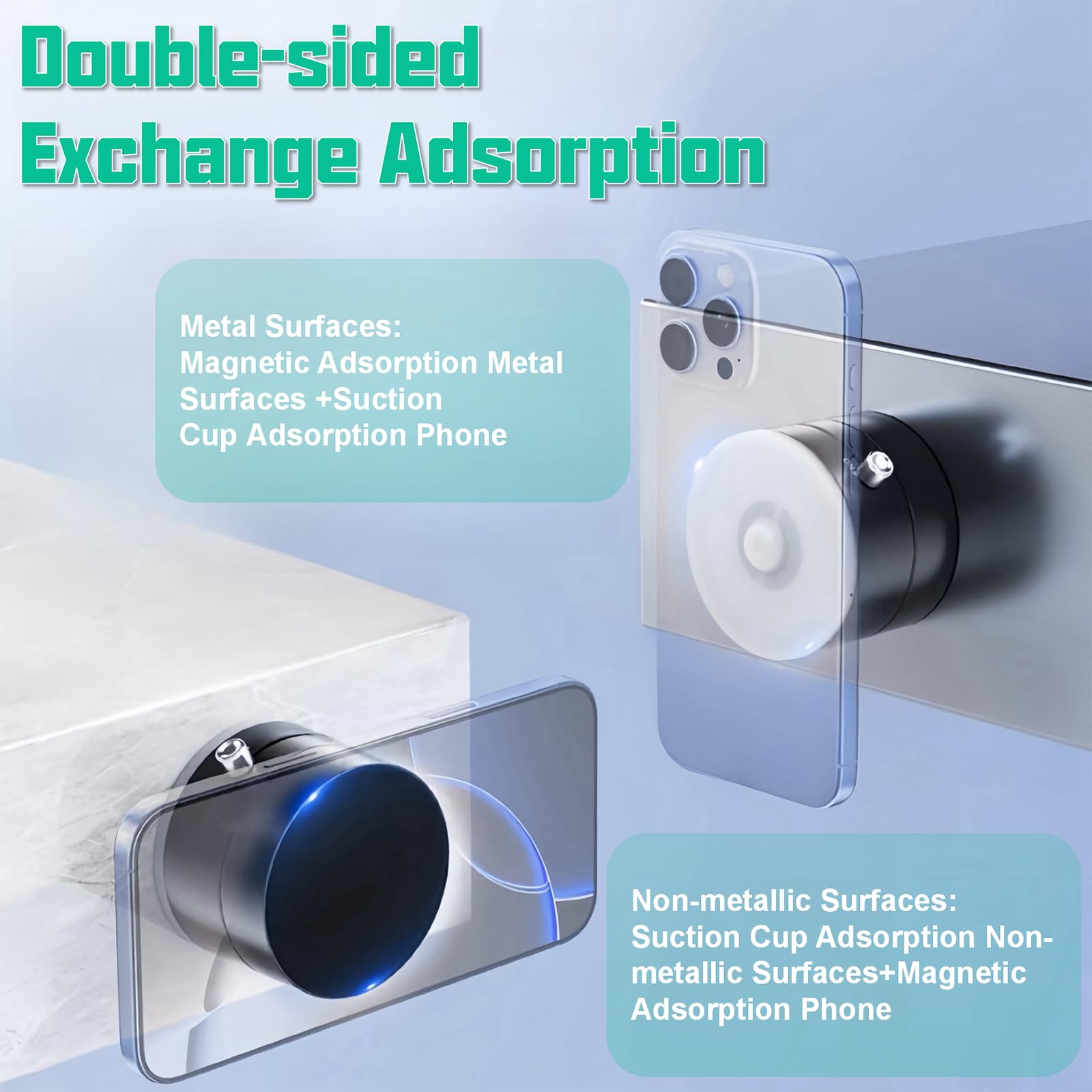 Vacuum Suction Magnetic Phone Holder, Rotatable Magnetic Suction Cup Phone Mount, For Car/Mirror/Smooth Surface, Foldable And Re