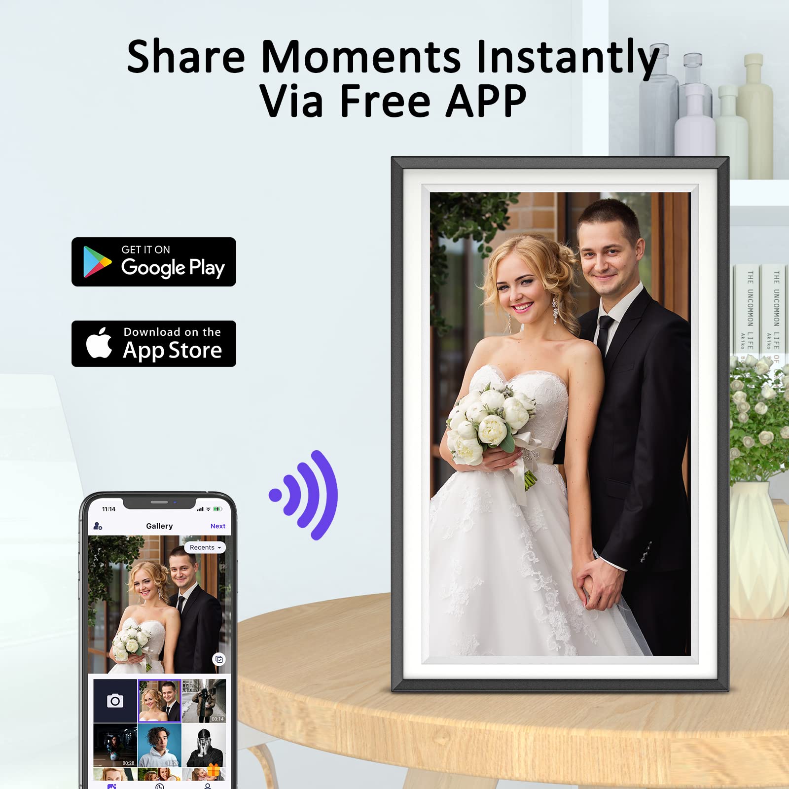 Sammix Digital Picture Frame,15.6 Inch 32Gb Large Wifi Digital Photo Frame, 1920 * 1080 Fhd Ips Touch Screen, Auto Rotate, Wall