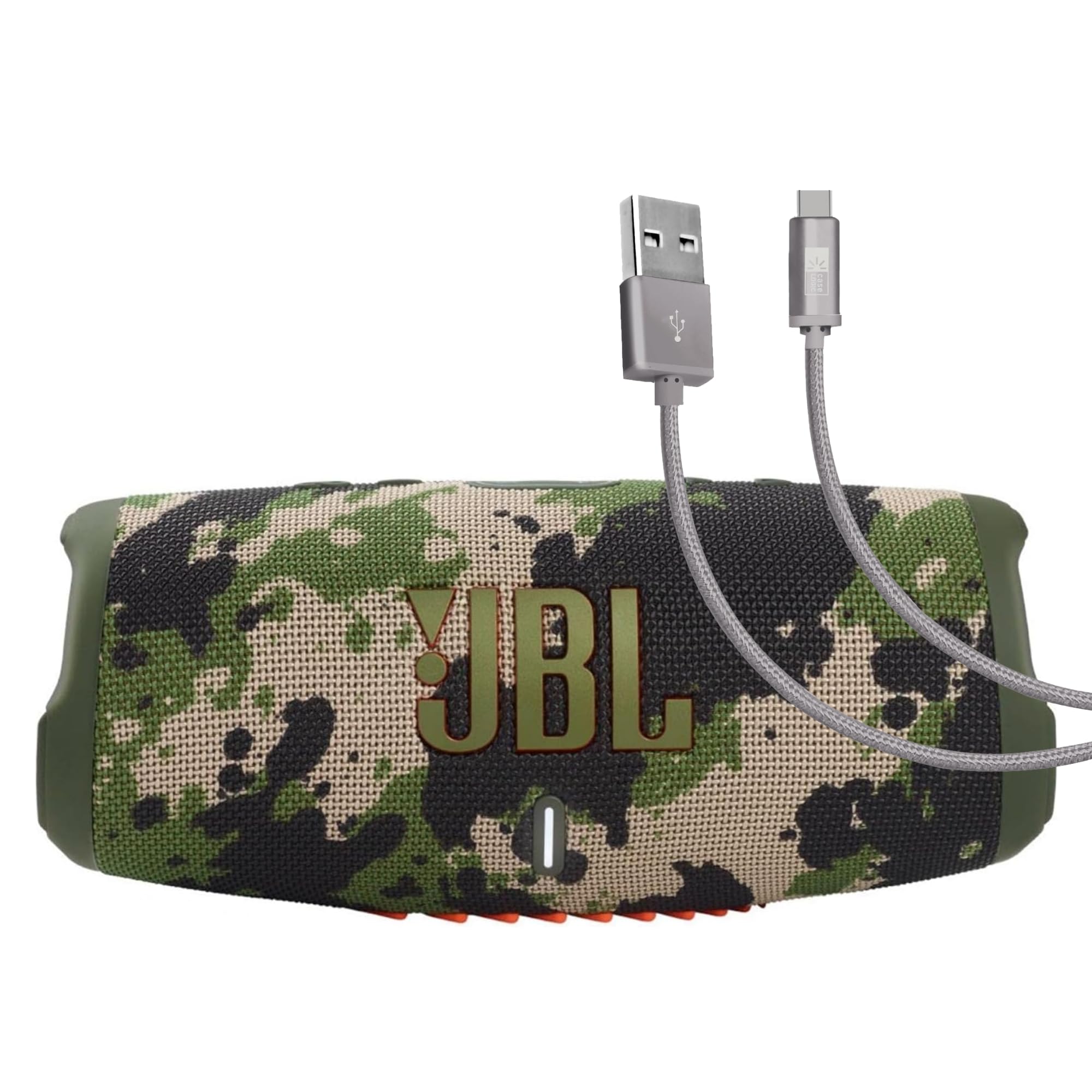 JBL Charge 5 (Squad) + Bundle with Case Logic Braided USB Type-C Charge & Sync (6 ft, Gray)