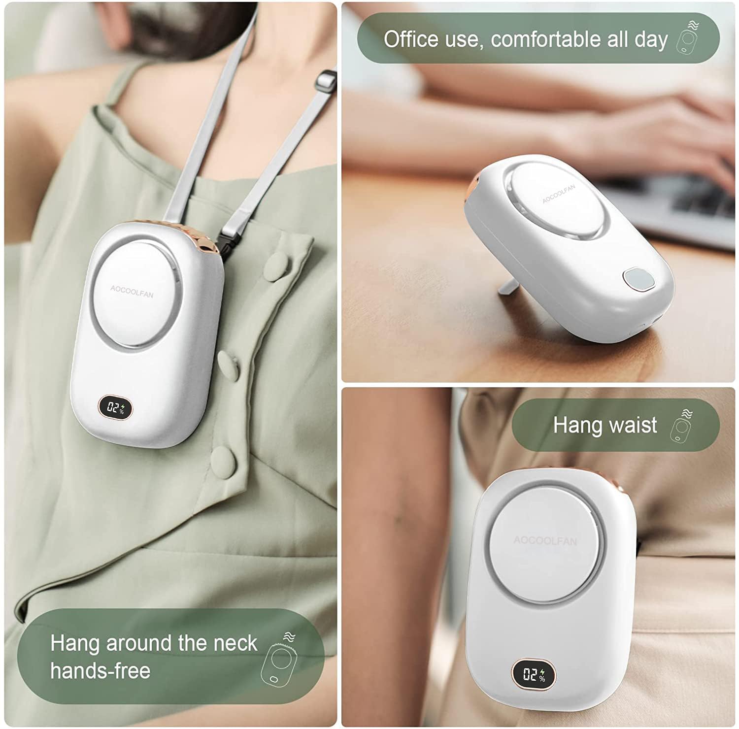 Aocoolfan Portable Neck Fan, Handheld Mini Fan Small Personal Fan, Hand Held Fan Usb Rechargeable Eyelash Fan For Kids Girls Boy