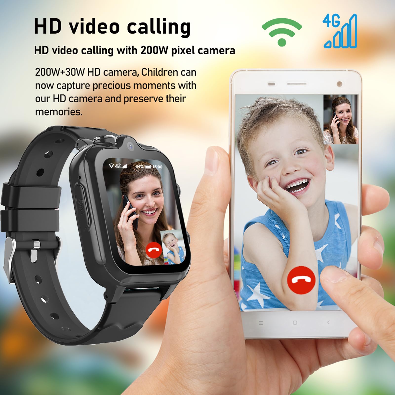 Ddioyiur Smart Watch For Kids, 4G Kids Gps Watch With Wifi, Sms, Call, Voice Video Chat, Bluetooth, Audio Recording, Alarm, Pedo