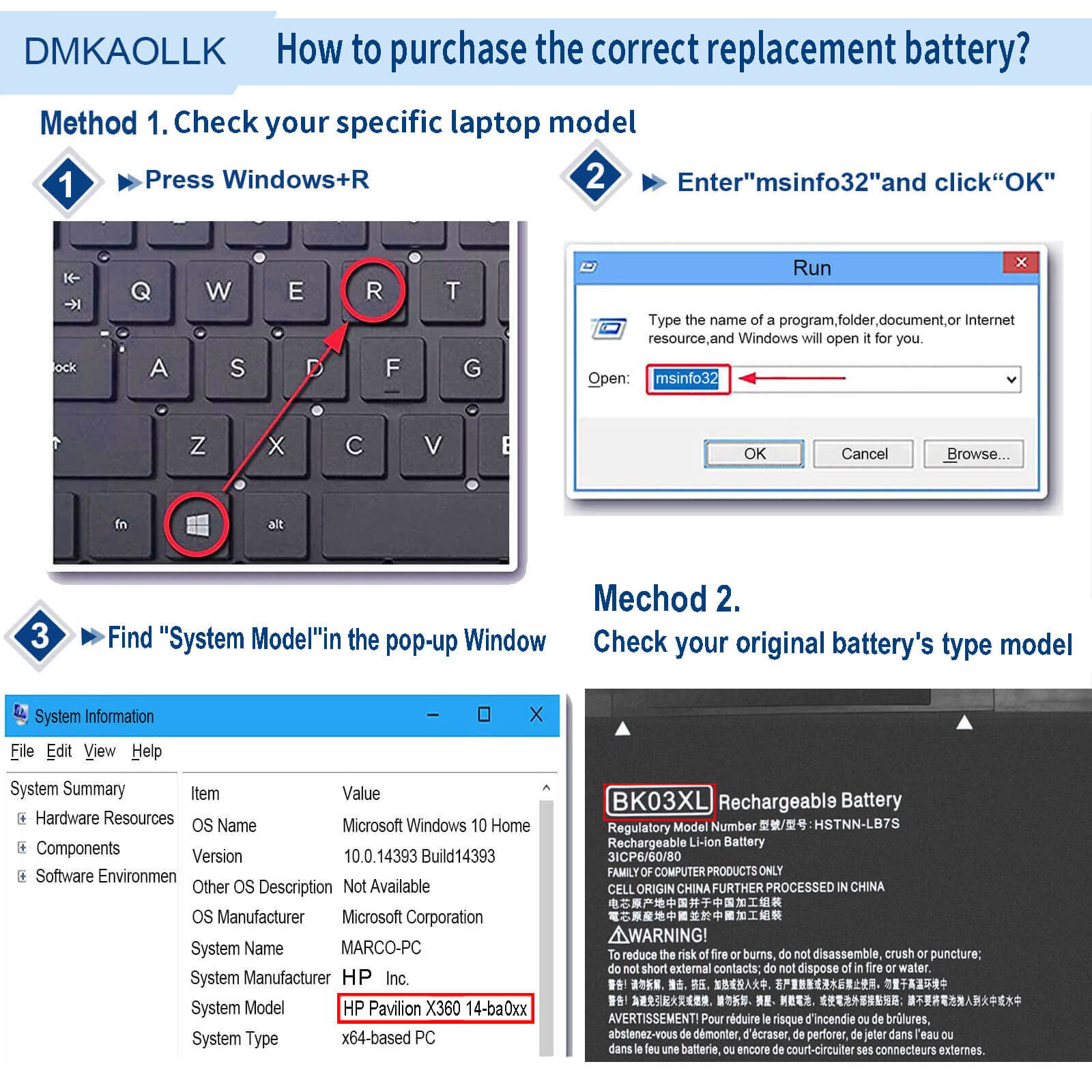 Bk03Xl 916811 855 Battery For Hp Pavilion X360 Convertible 14 Ba0Xx 14 Ba2Xx 14M Ba0Xx 14M Ba1Xx 14M Ba011Dx 14M Ba013Dx 14M Ba1
