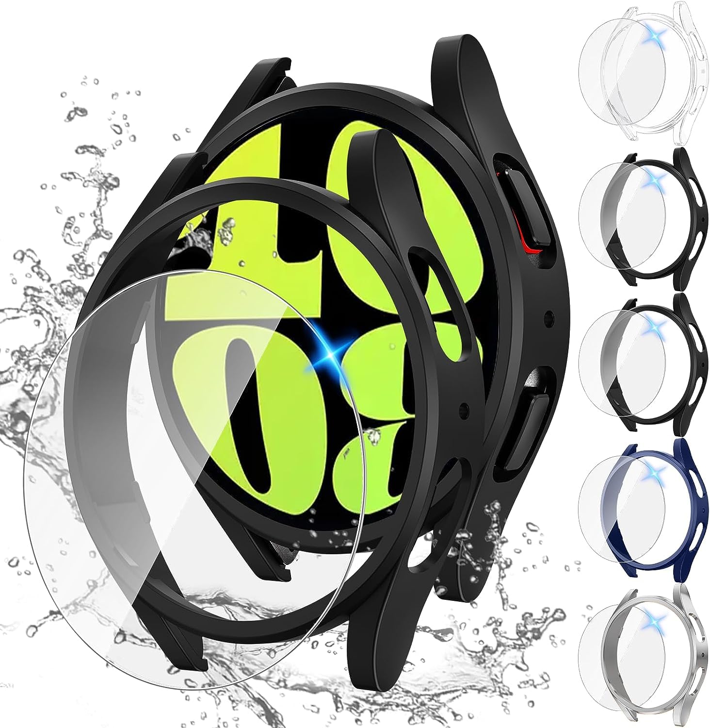 Tensea [5+5Pack For Samsung Galaxy Watch 6 Screen Protector Case 44Mm Accessories, Hard Pc Bumper/Hd Anti Fog Tempered Glass Protective Film, Face Cover Set, Galaxy Watch 6 Case For Women Men