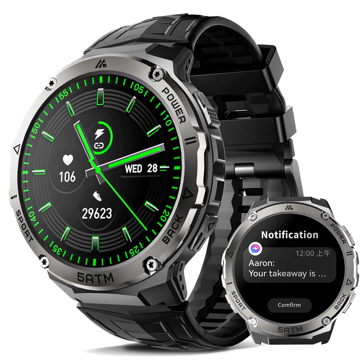 Gloryfit Smart Watch For Men Women, 1.43 '' Amoled 480Mah Fitness Tracker With Heart Rate Spo2 And Sleep Monitor, 5Atm Waterpoof