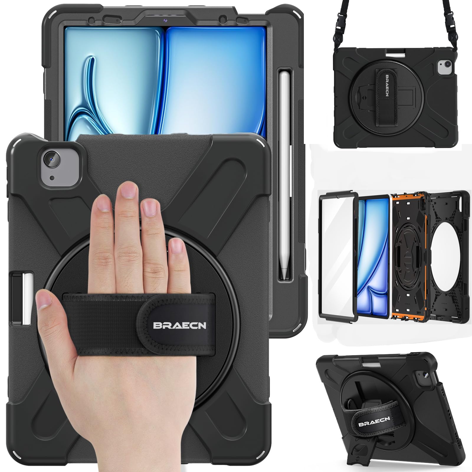 Braecn For Ipad Air 11 Inch 6Th Generation Case M2 2024,Ipad Air 5Th Gen/Ipad Air 4Th Gen 10.9 Inch,Shockproof Durable Silicone 