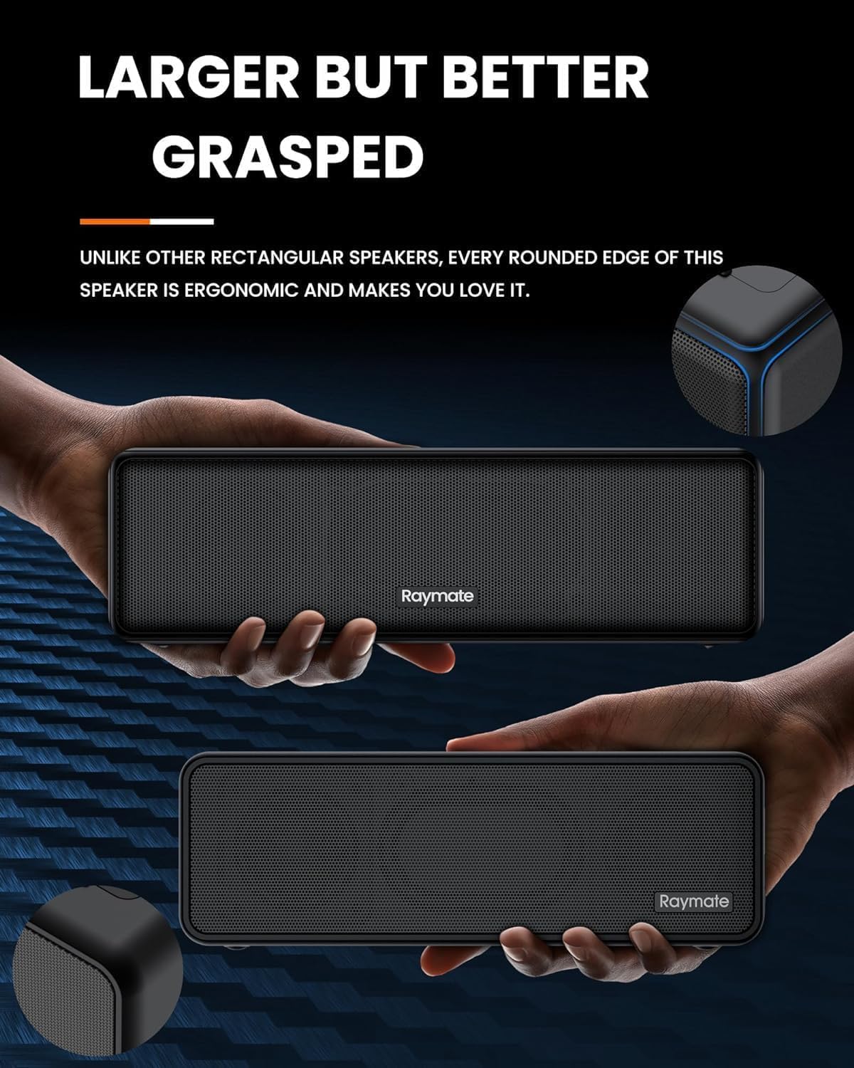 Raymate Bluetooth Speakers, Hifi Stereo Sound With Dsp, 30W Ipx7 Waterproof Speaker Wireless Bluetooth V5.0, 1000Mins Playtime,