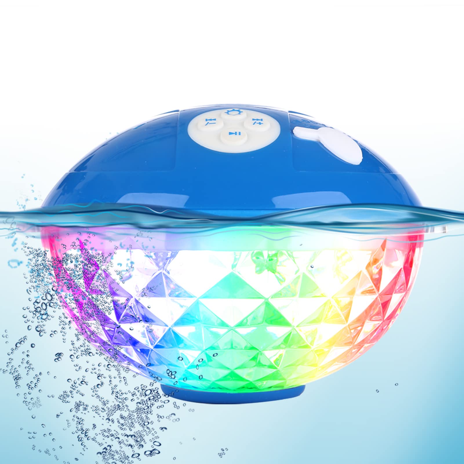Bluetooth Pool Speaker Floatable,Ipx7 Waterproof Portable Wireless Shower Speaker With Colorful Lights, Built In Mic Hot Tub Speaker With Loud Stereo Sound For Pool Beach Home Party Travel Outdoors
