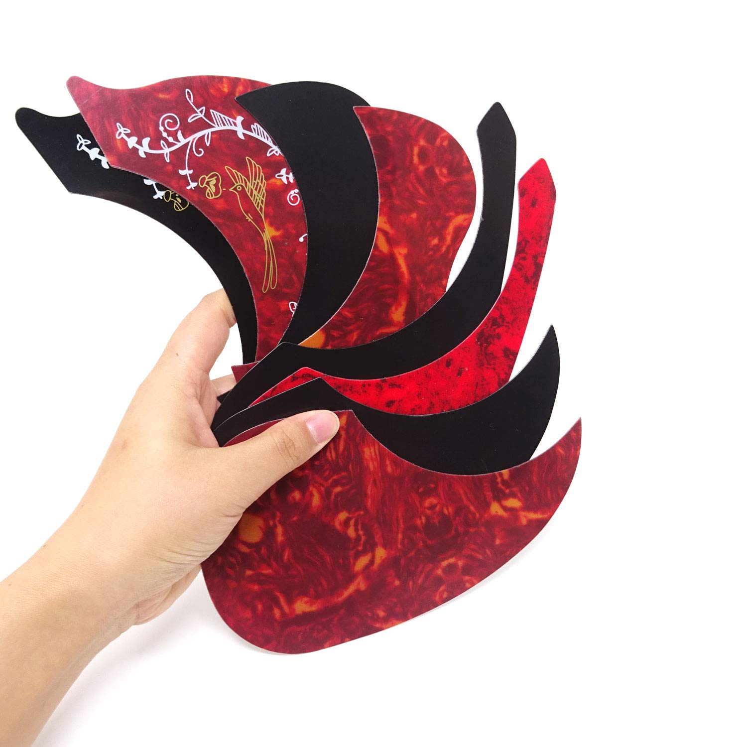 Honbay 8Pcs Self Adhesive Anti Scratch Hummingbird And Water Shaped Acoustic Guitar Pickguard