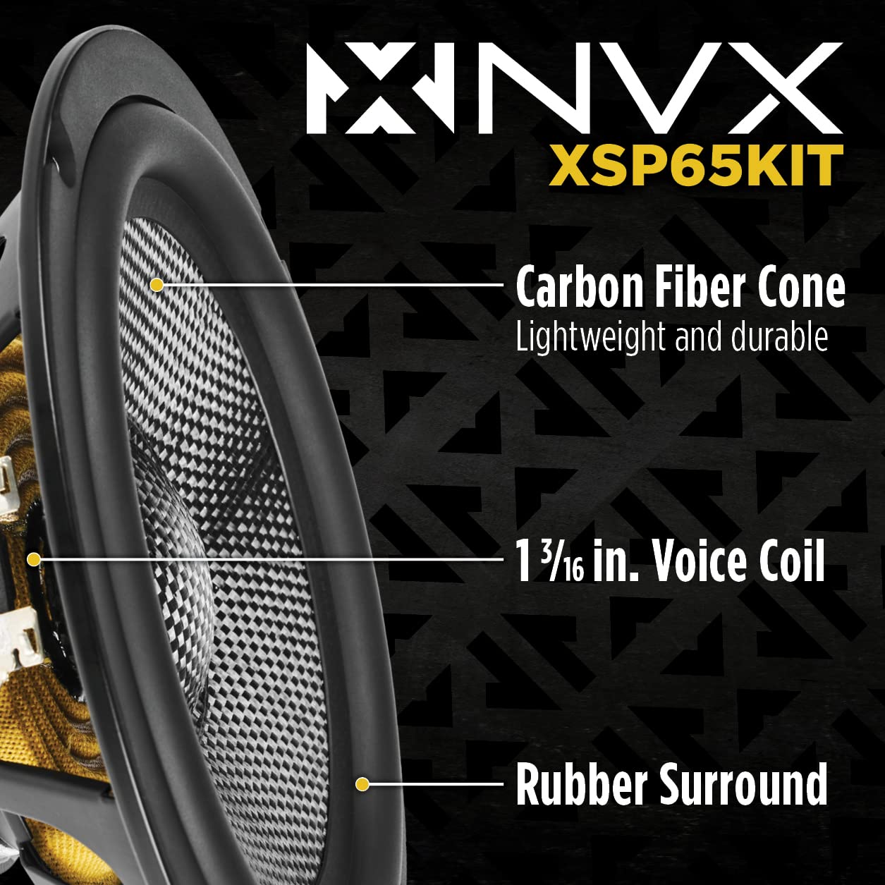 Nvx Xsp65Kit 6.5 Car Speakers, 600W Max, 200W Rms, 2-Way 6-1/2 Inch Component System W/ 1 Silk Dome Tweeters & Passive X-Overs,
