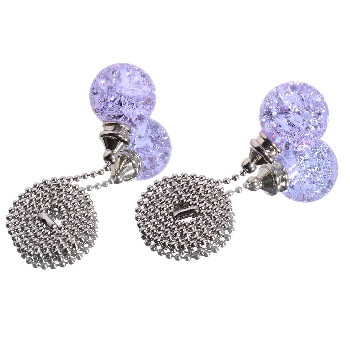 Longsheng   Since 2001   2Pcs Purple Pull Chain Crystal Glass Ice Cracked Ball Pull Chain For Ceiling Fan Light Decoration 50Cm