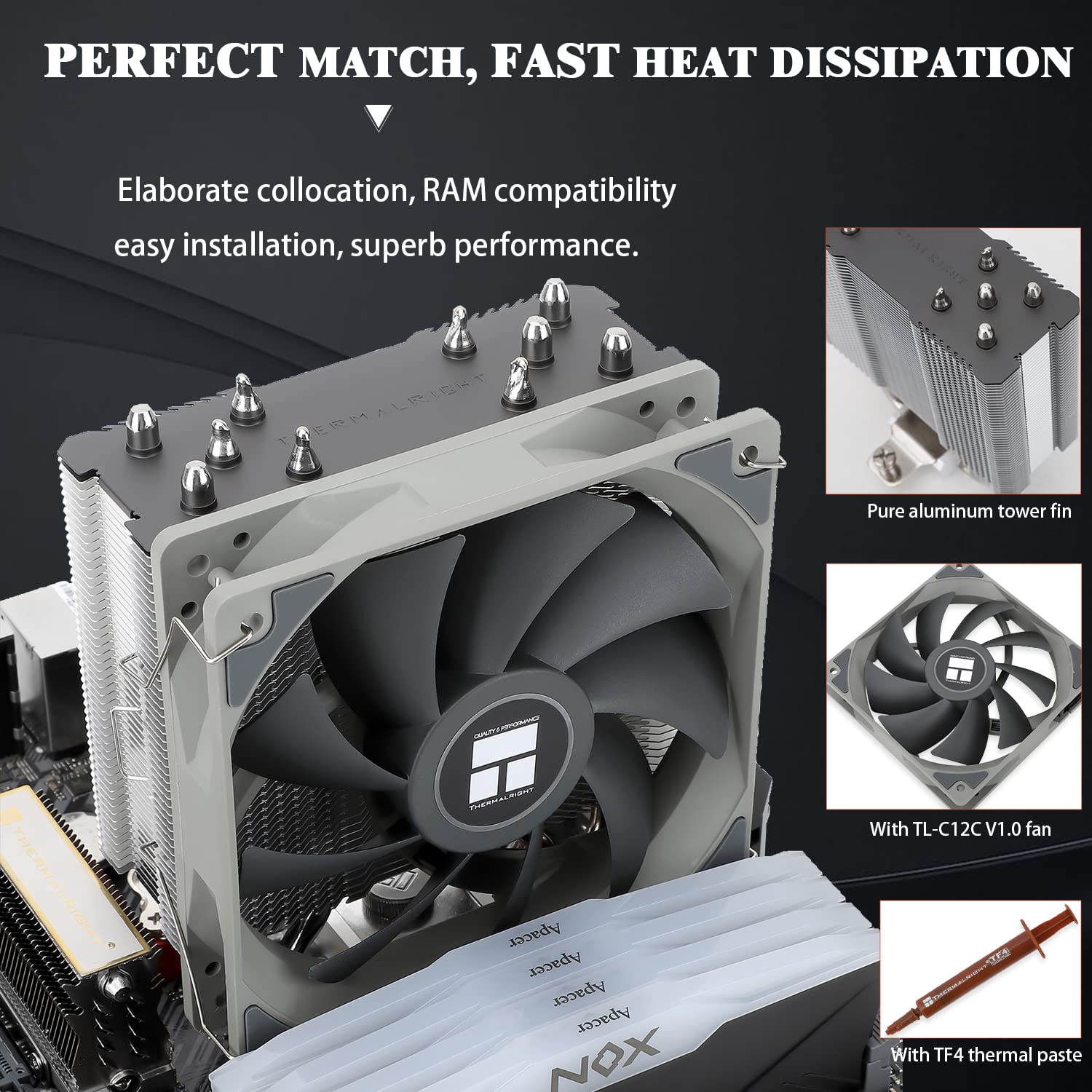 Thermalright Assassin King 120 Se Cpu Air Cooler, 5 Heatpipes, Tl C12C Pwm Fan, For Amd Am4/Intel Lga1700/1150/1151/1200/Am5