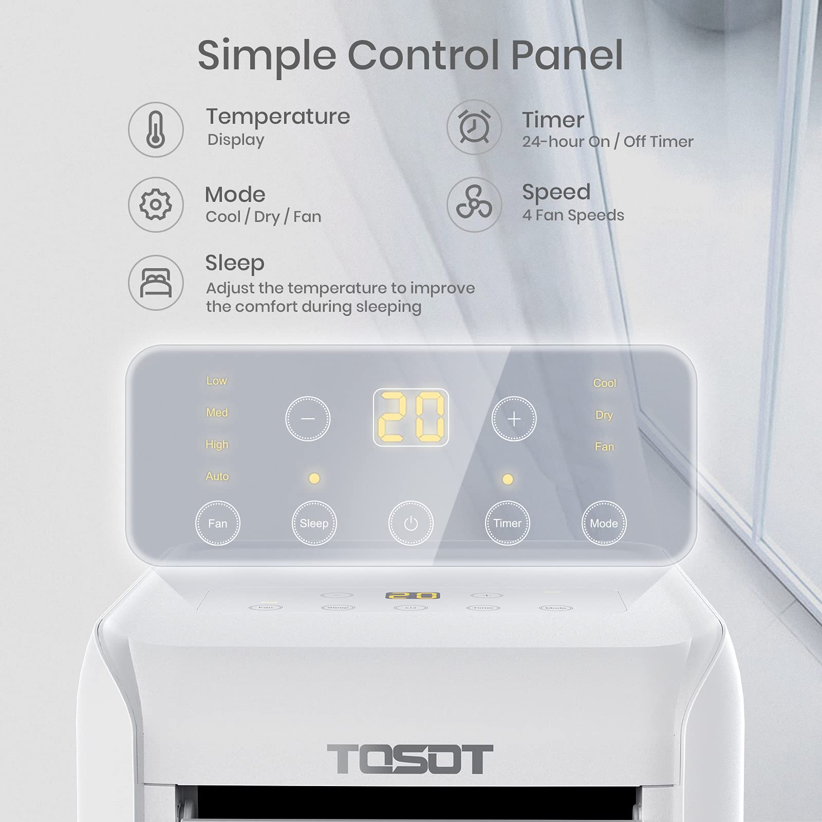 Tosot 9,000 Btu Air Conditioner Easier To Install, Quiet And 3-In-1 Portable Ac, Dehumidifier, Fan For Rooms Up To 250 Sq Ft, Ao