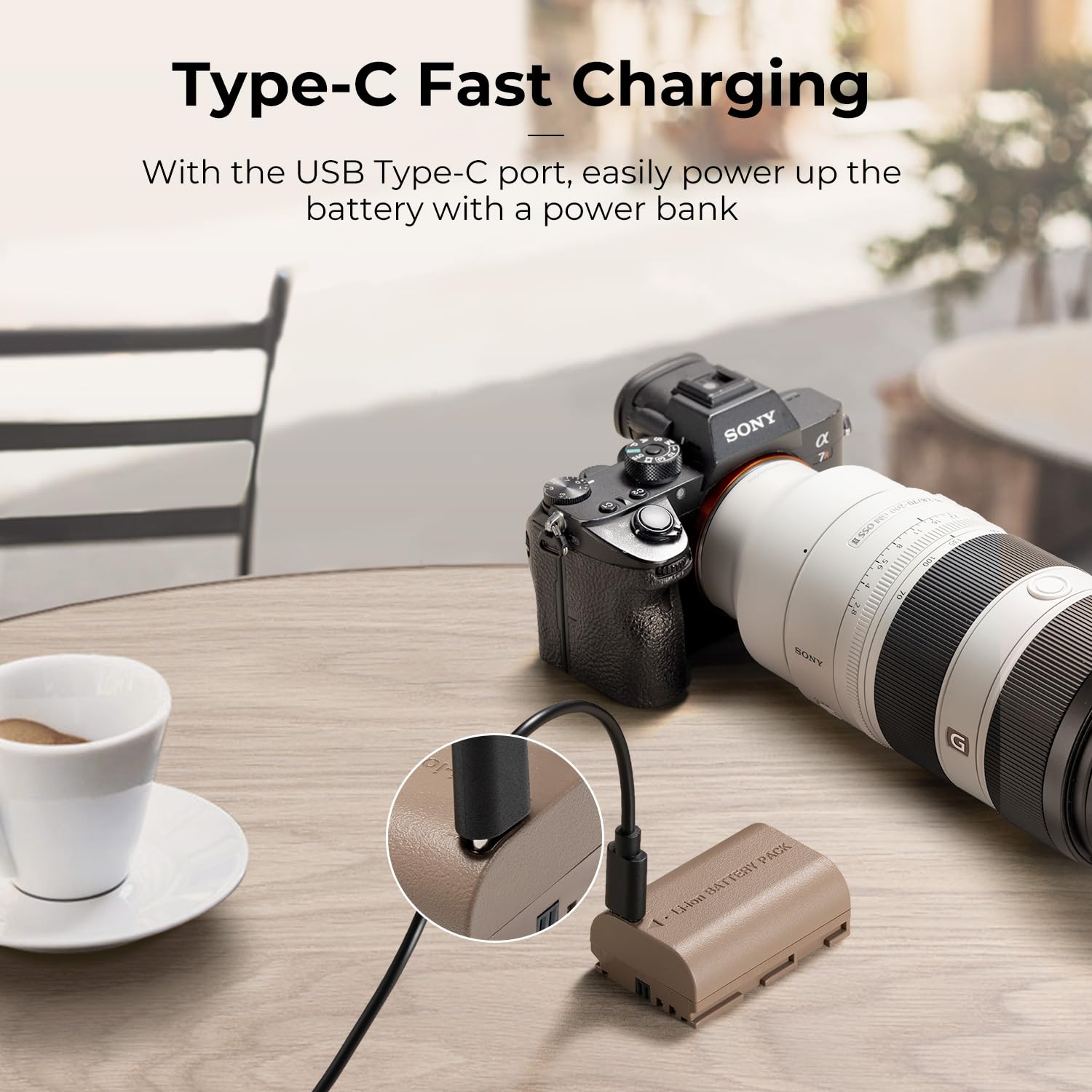 K&F Concept LP-E6NH USB-C Fast Charging Camera Battery 2-Pack 2250mAh for Canon R7 R6 R5 5D 6D 7D 90D