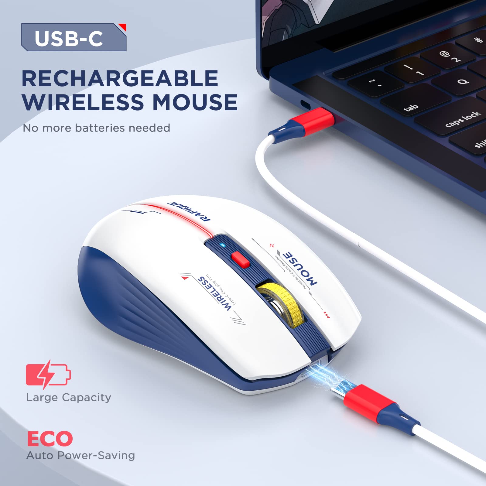 Rapique Bluetooth Wireless Mouse   (Bt1/Bt2+Usb) Tri Mode High Performance, Rechargeable, Multi Device Compatible With Pc/Laptop