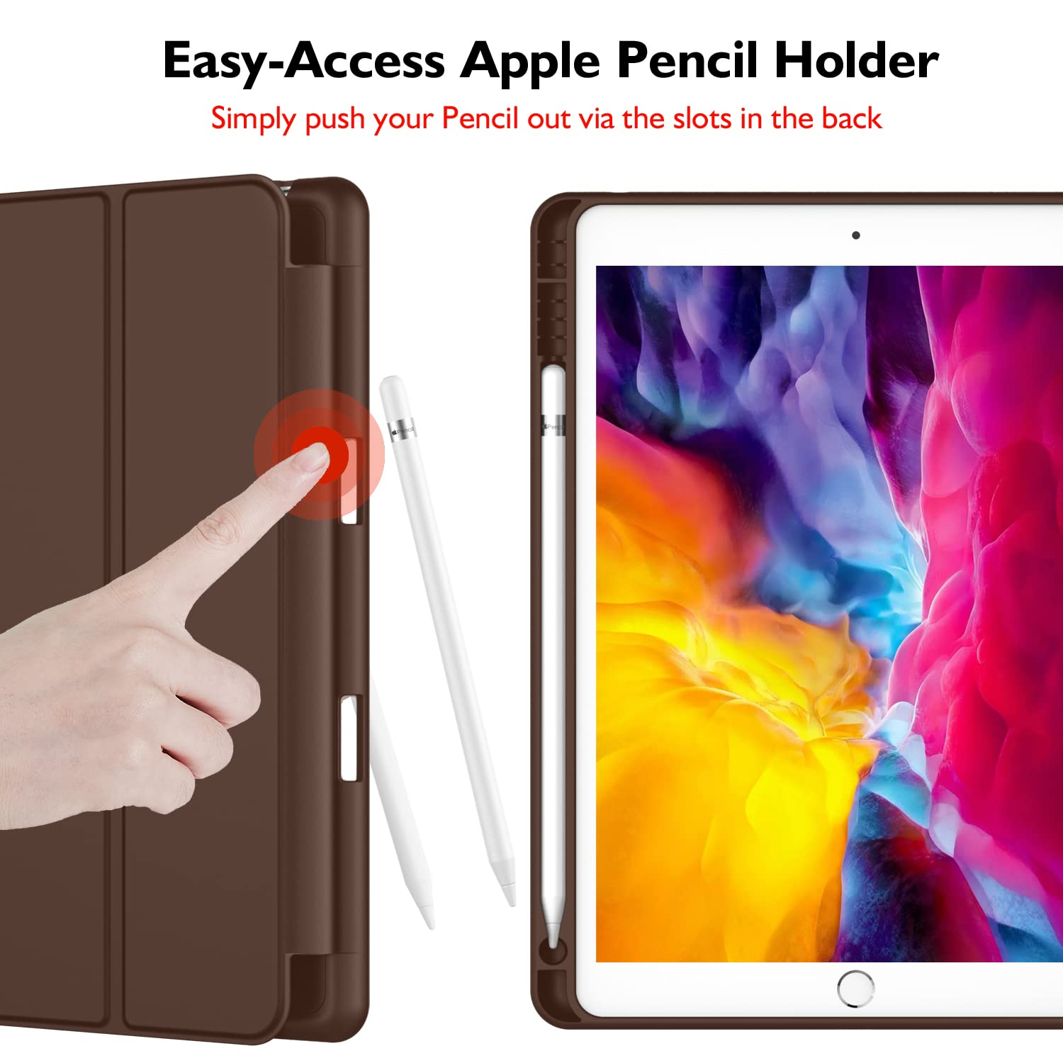 Imieet Ipad 9.7 Case (2018/2017 Model, 6Th/5Th Generation), Smart Cover With Pencil Holder And Soft Baby Skin Silicone Back And Full Body Protection, Auto Wake/Sleep Cover (Chocolate)