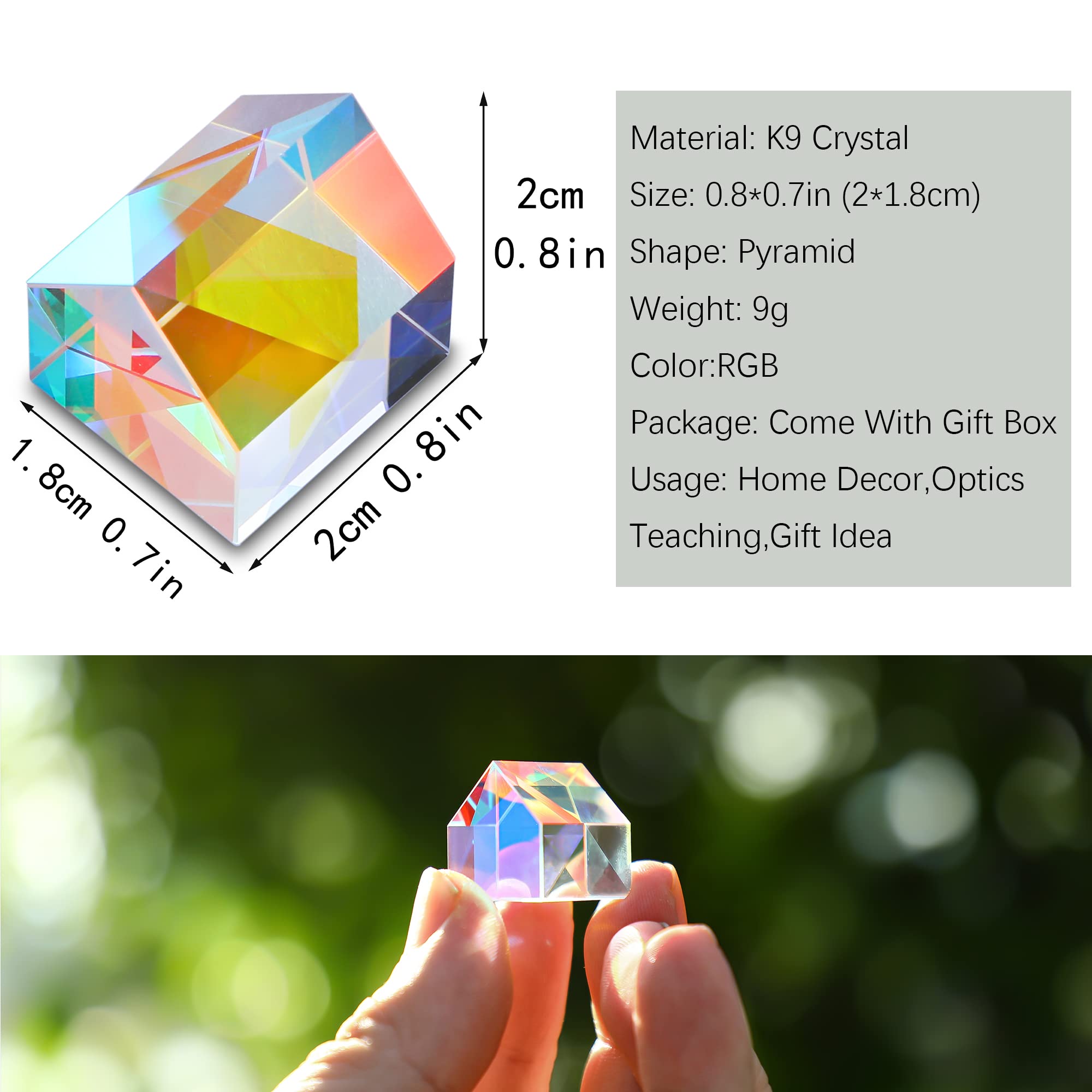 20Mm Generic Optical Rgb Dispersion Glass Prism X Cube Prism Creative Cabin Shape Square Color Prism Optical Glass Lens For Phys