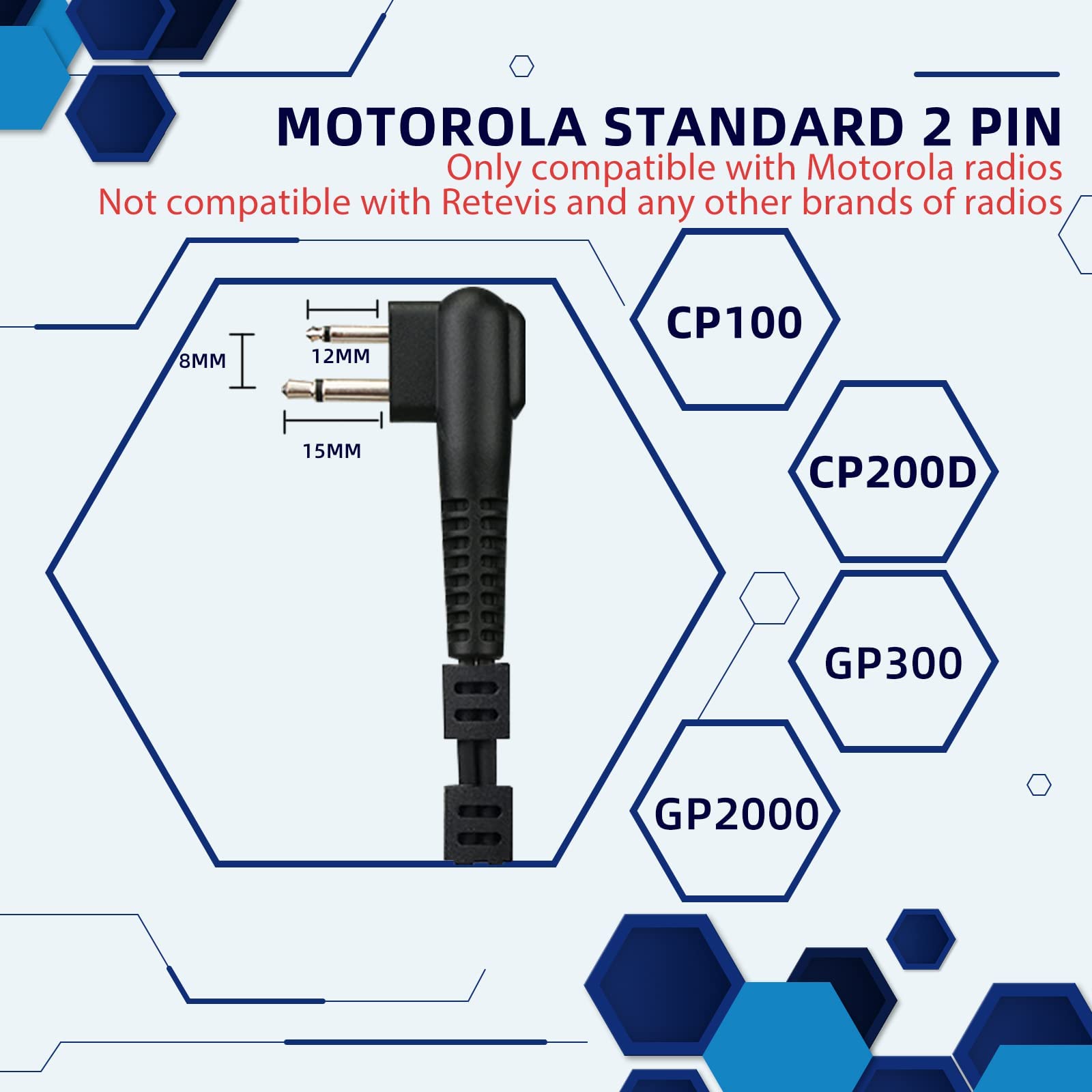 Covert Tube Walkie Talkie Earpiece With Mic,Compatible With Motorola Motorola Cp185 Cp200 Cp200D Gp300 Gp2000 Brp40 Hyt Tc610 2 Way Radio,Full Size Ptt,Security Earpiece,Two Way Radio Earpiece(1 Pack)