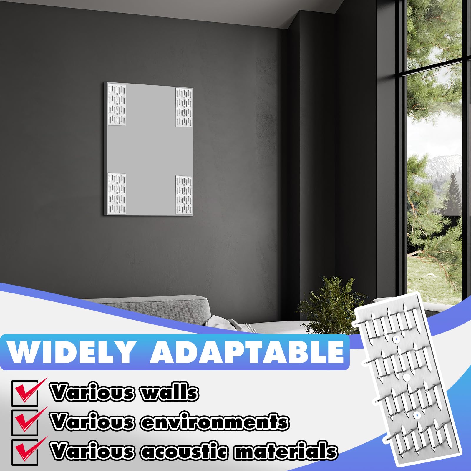 Blulu 25 Pcs Push-On Impaler Wall Mounting Clips Surface Mount Impaler Clips, Acoustic Panels Galvanized Steel Quick Installatio