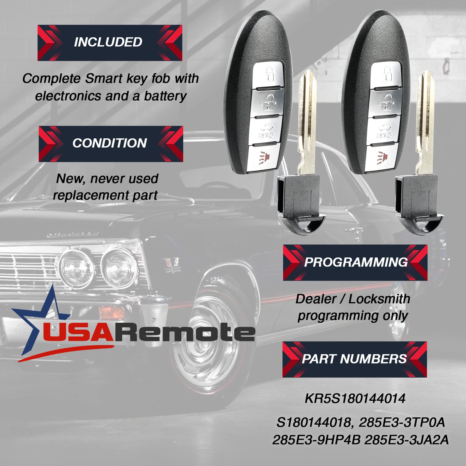 Smart Key Fob Keyless Entry Remote Fits 2013 2015 Nissan Altima / 2014 2016 Infiniti Qx60 / 2013 Infiniti Jx35 (Kr5S180144014),