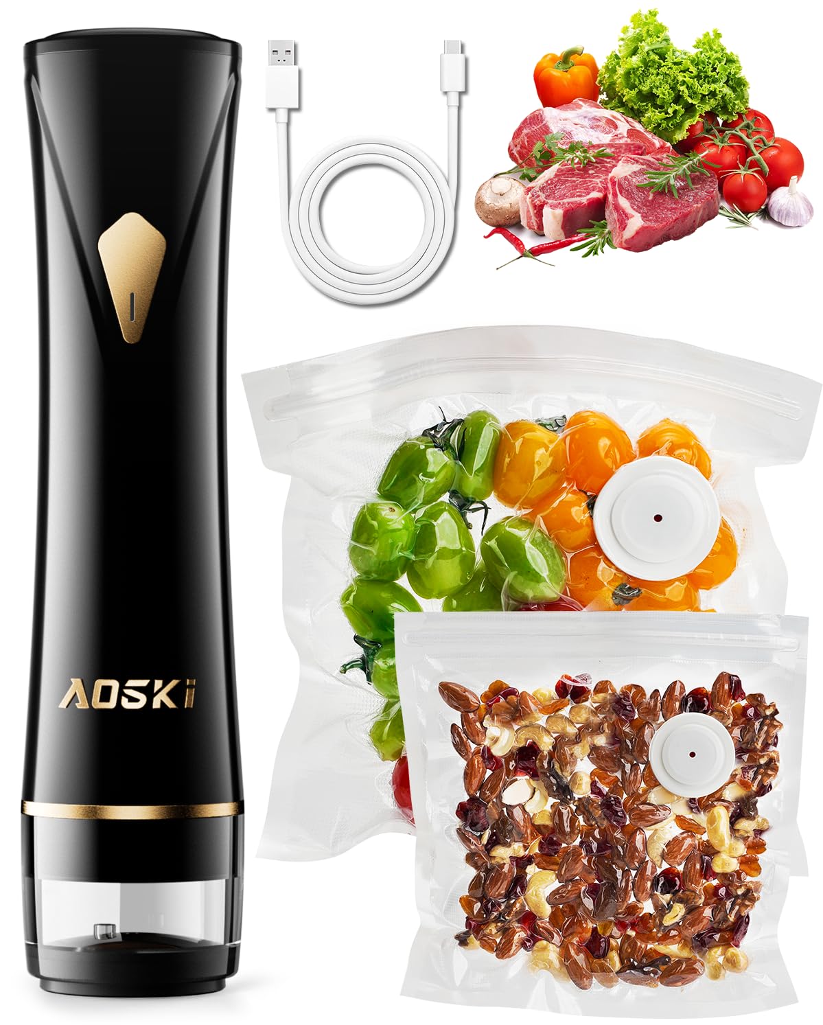 Compact Vacuum Sealer for Food Sealer: Handheld Portable Vacuum Sealer Machine for Food Storage, Rechargeable Food Vacuum Sealin