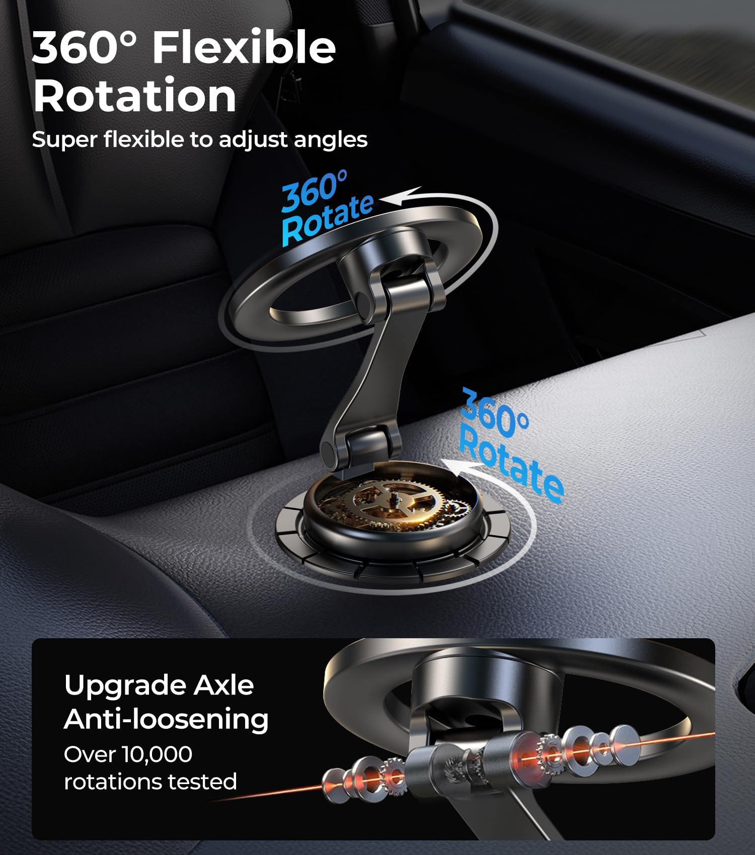 Aredan Folding Car Phone Holder Mount For Magsafe, All Metal, Dashboard Windshield Vent Magnetic Mount, Minimal Space Design, Be